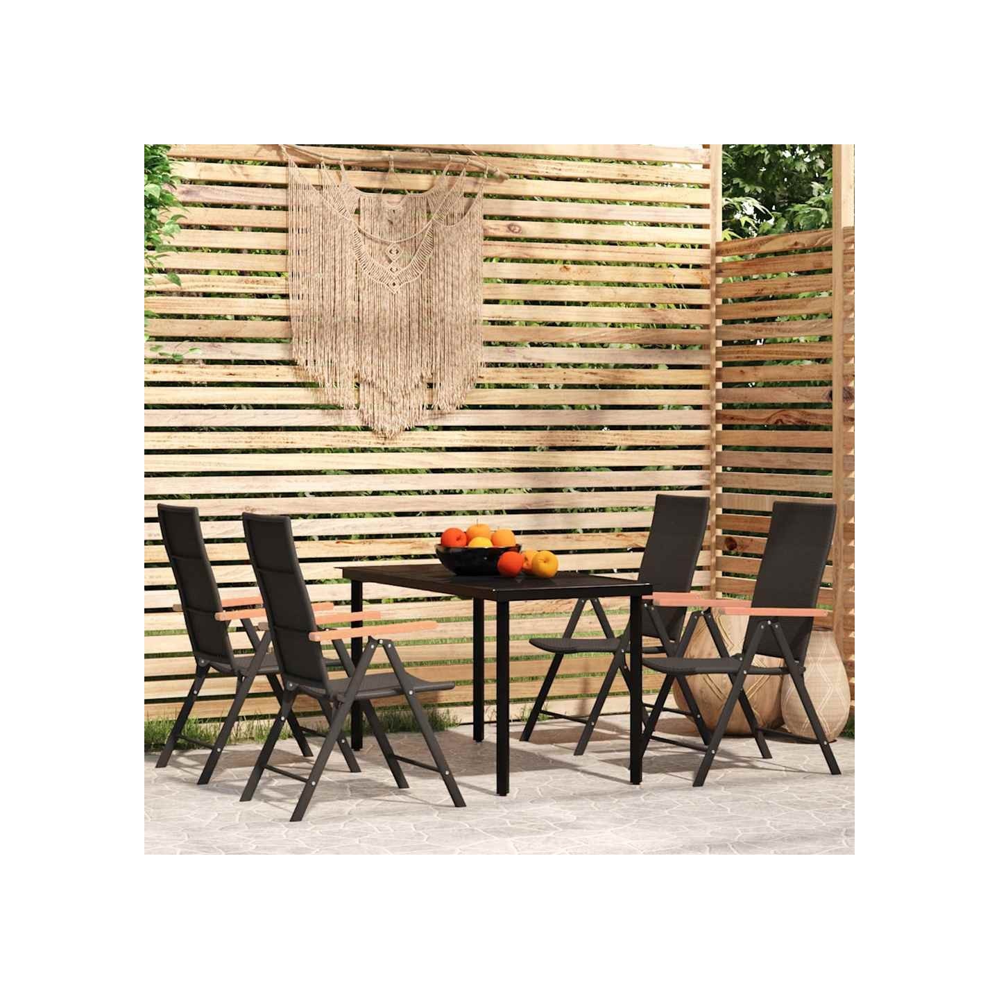 Ensemble à manger de jardin 5 pcs Noir