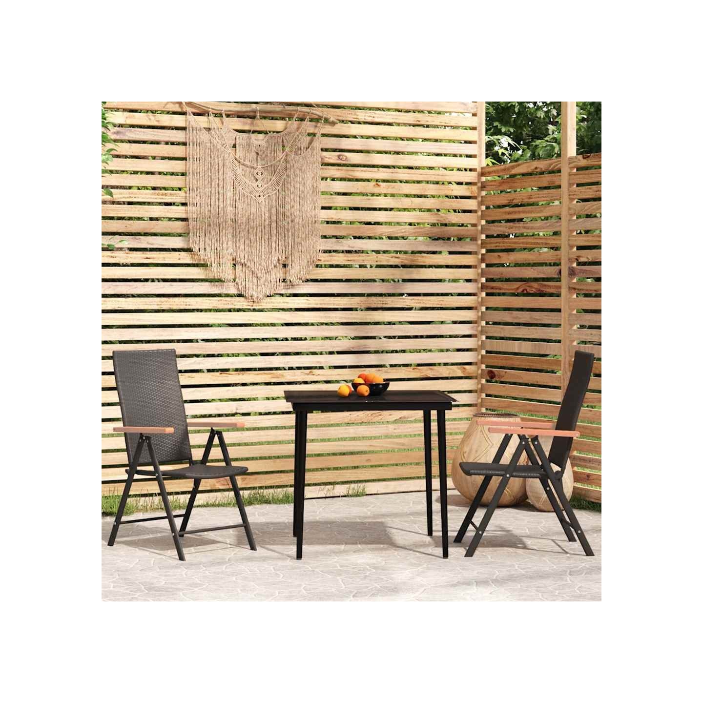 Ensemble à manger de jardin 3 pcs Noir