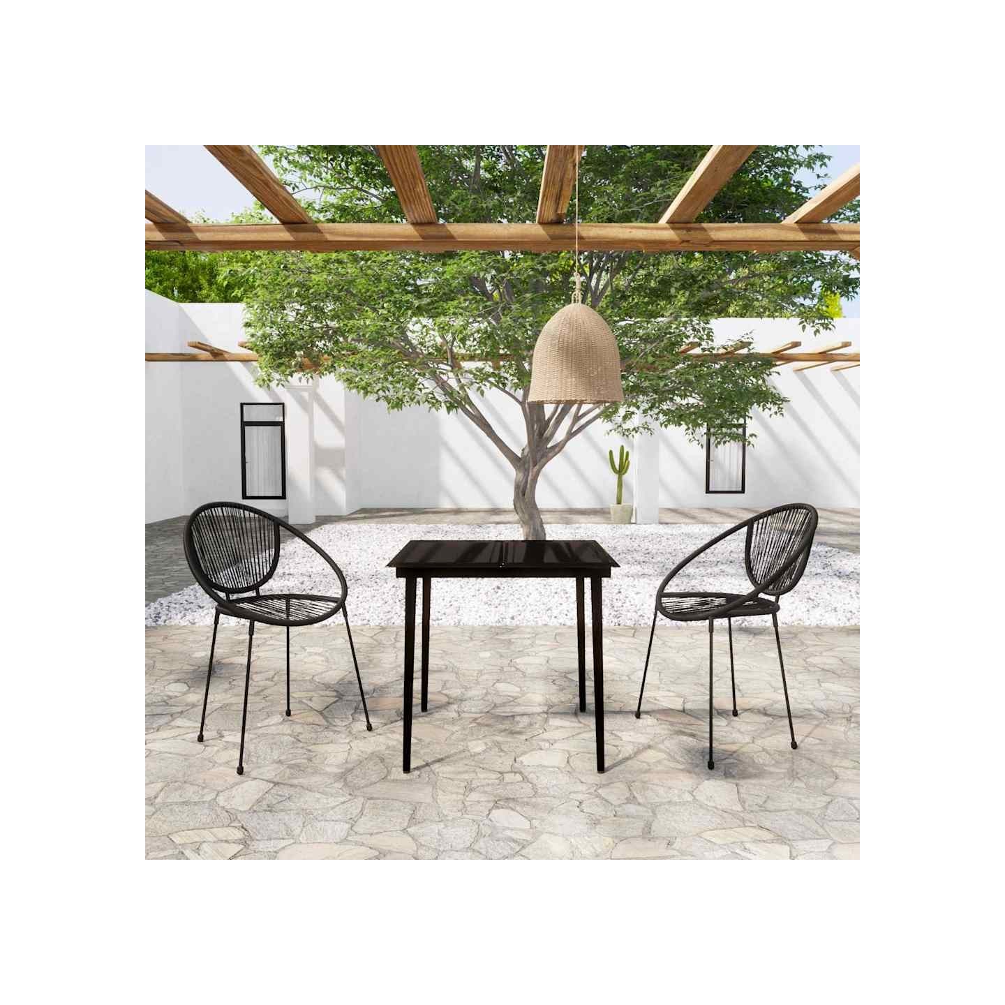 Ensemble à manger de jardin 3 pcs Noir