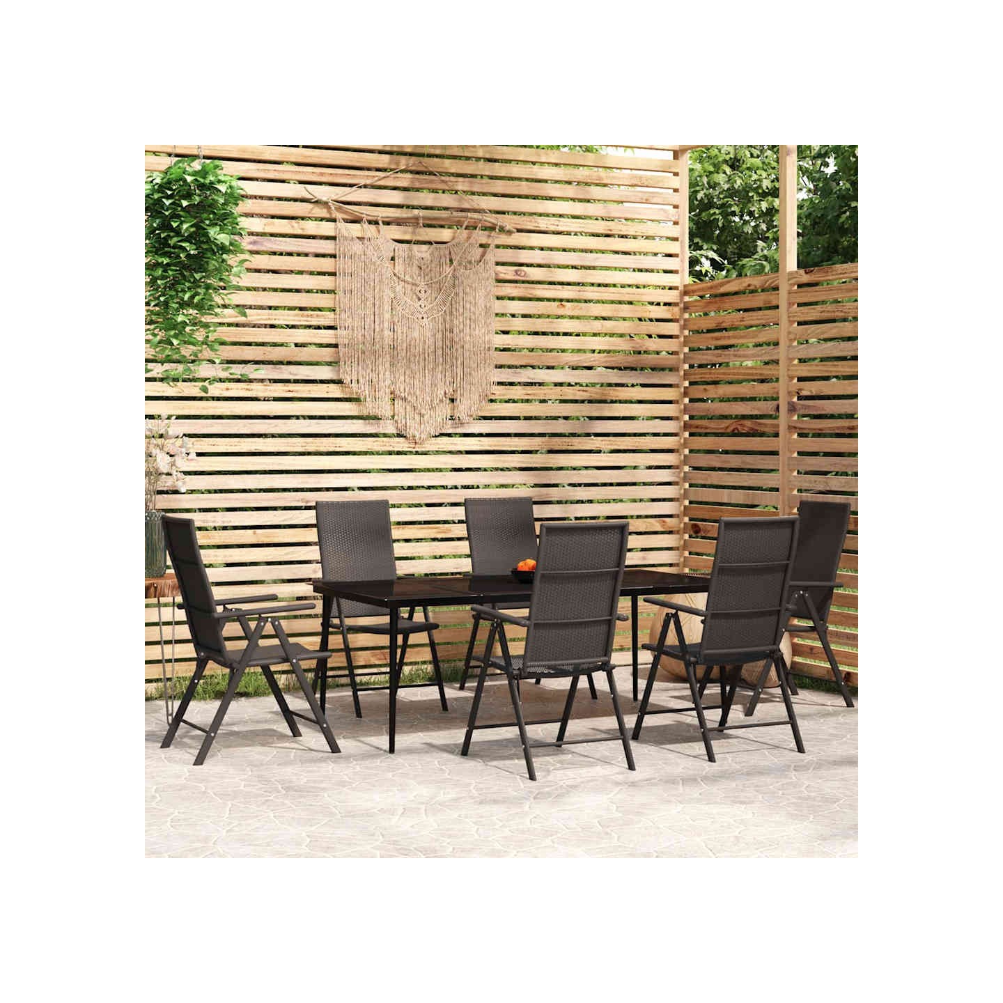 Ensemble à manger de jardin 7 pcs Noir