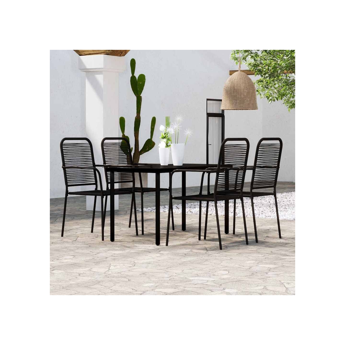 Ensemble à manger de jardin 5 pcs Noir