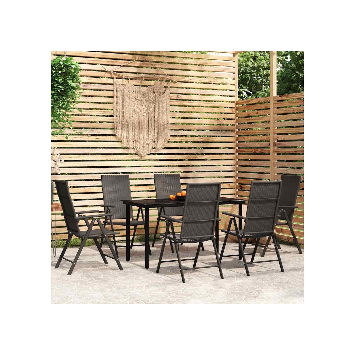 Ensemble à manger de jardin 7 pcs Noir