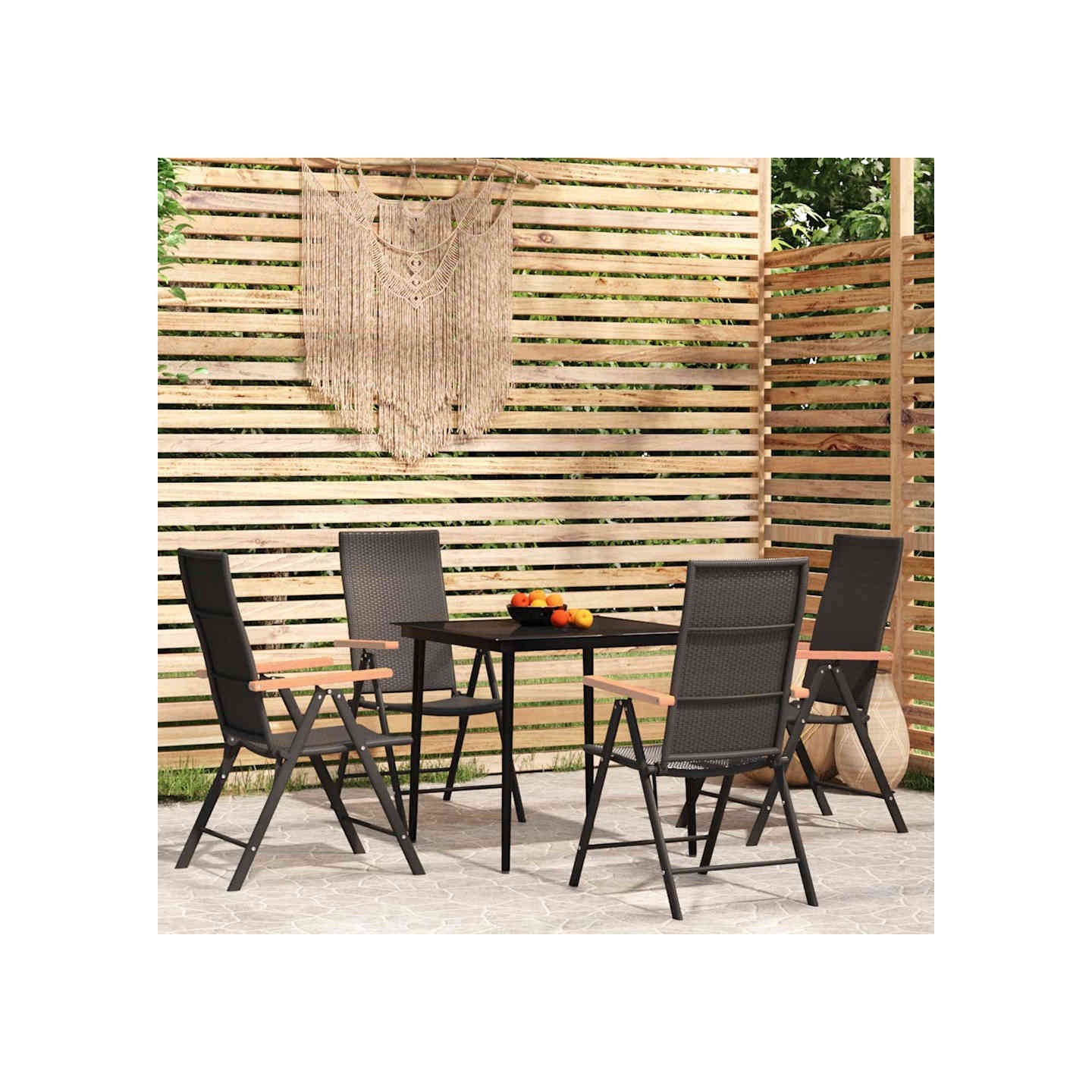 Ensemble à manger de jardin 5 pcs Noir