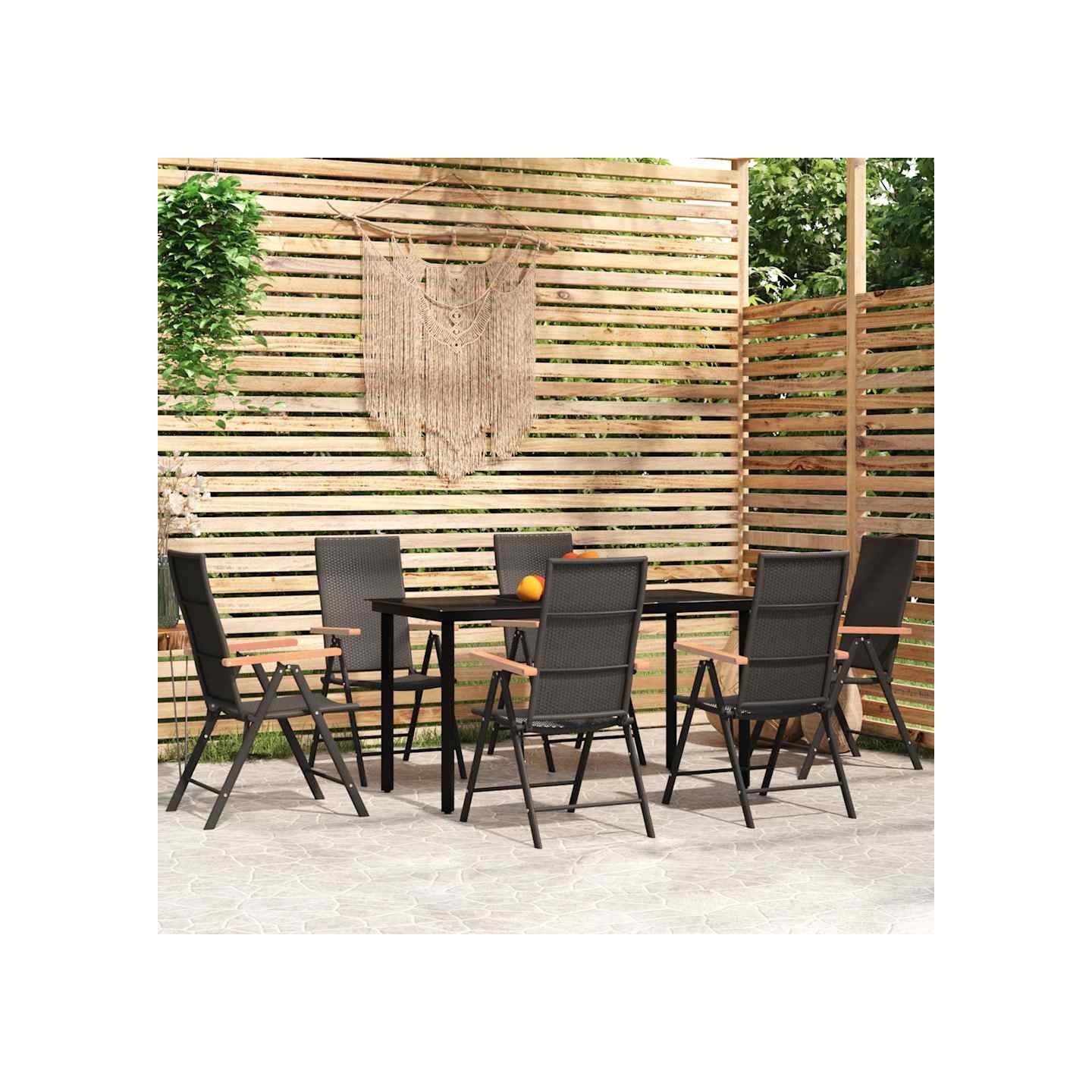 Ensemble à manger de jardin 7 pcs Noir