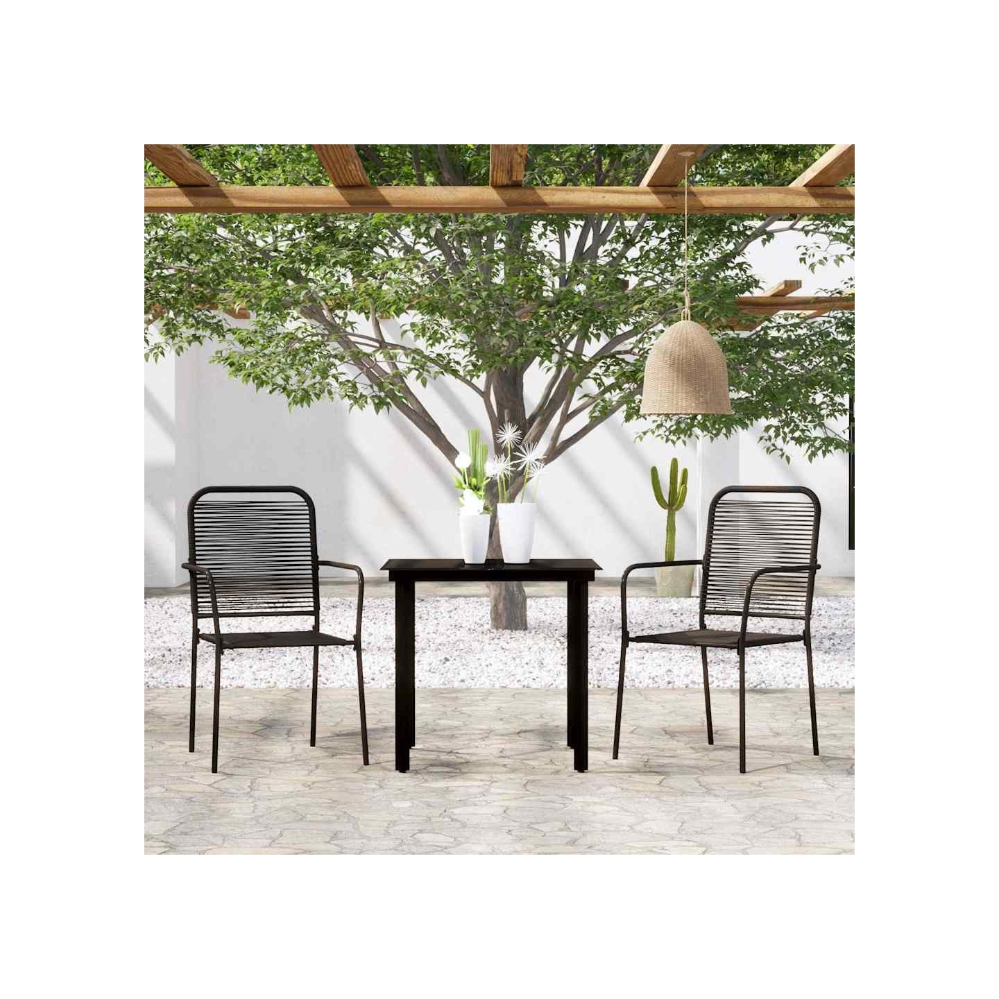 Ensemble à manger de jardin 3 pcs Noir