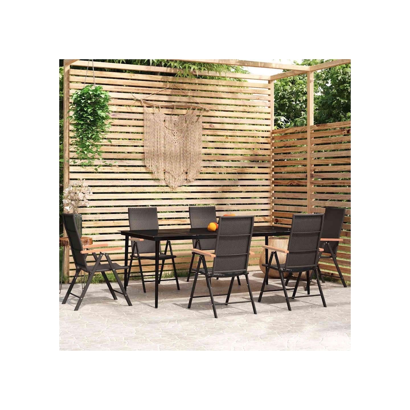 Ensemble à manger de jardin 7 pcs Noir