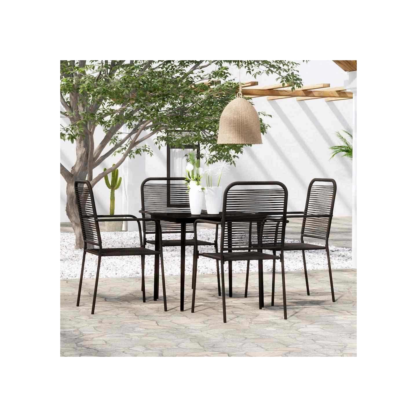 Ensemble à manger de jardin 5 pcs Noir