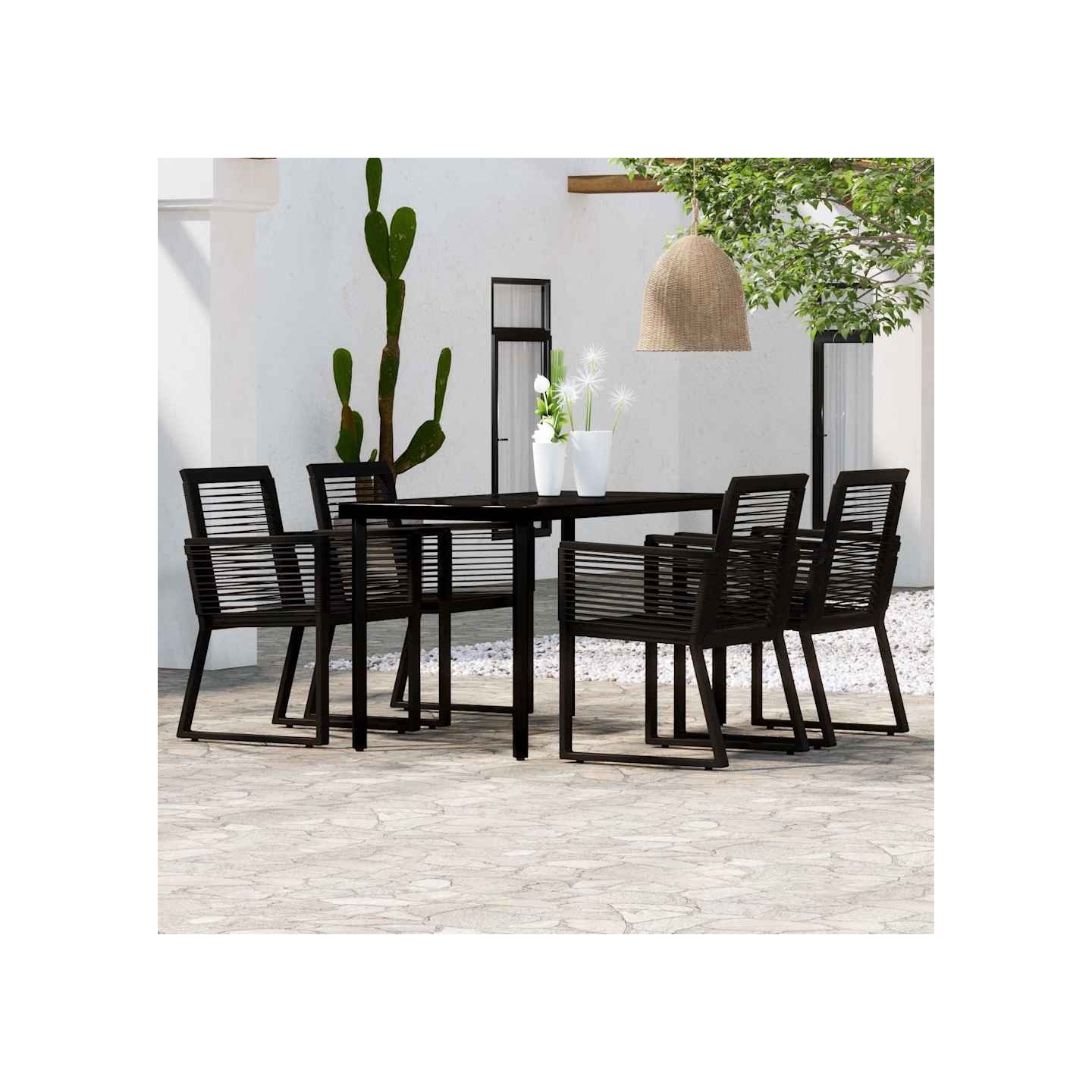 Ensemble à manger de jardin 5 pcs Noir