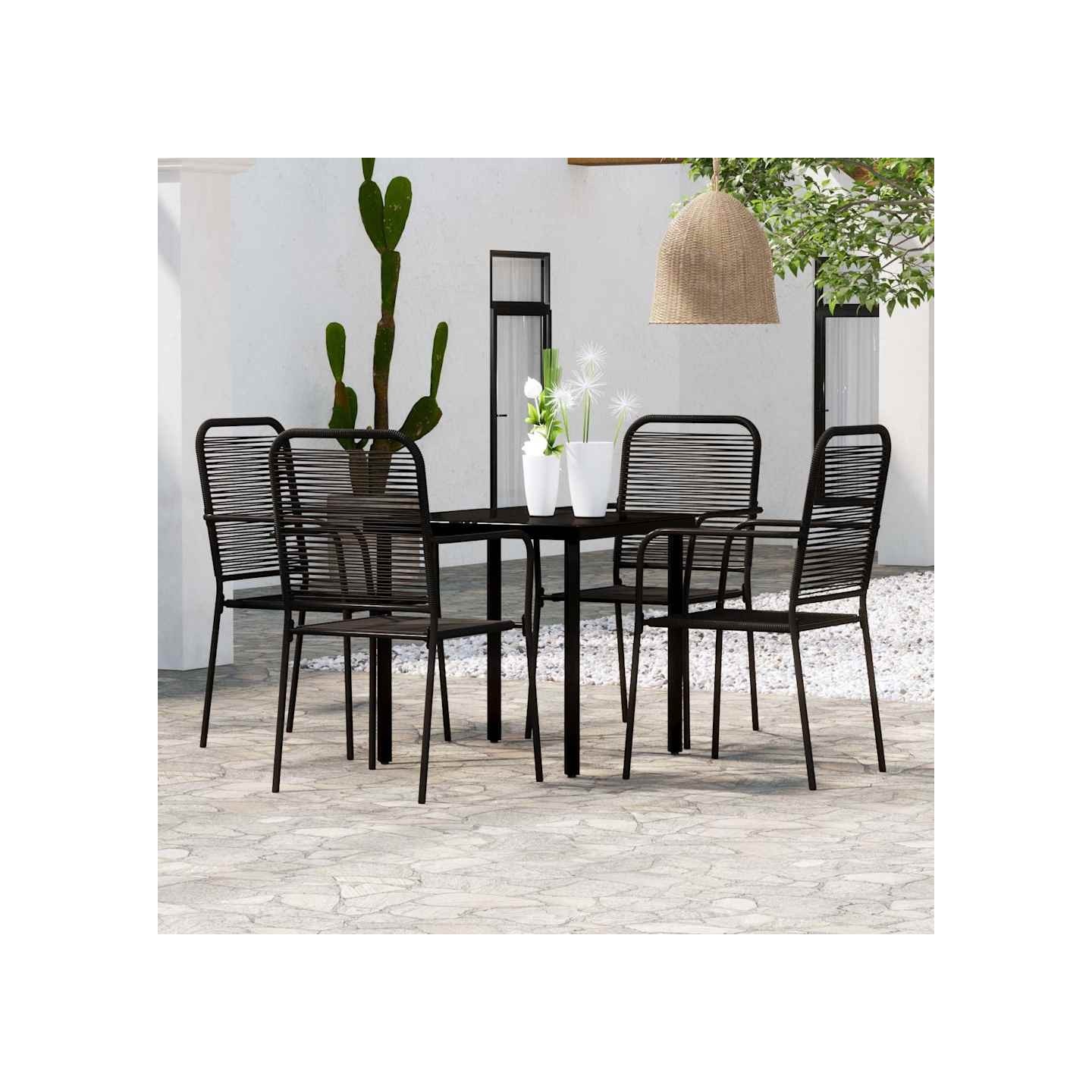 Ensemble à manger de jardin 5 pcs Noir