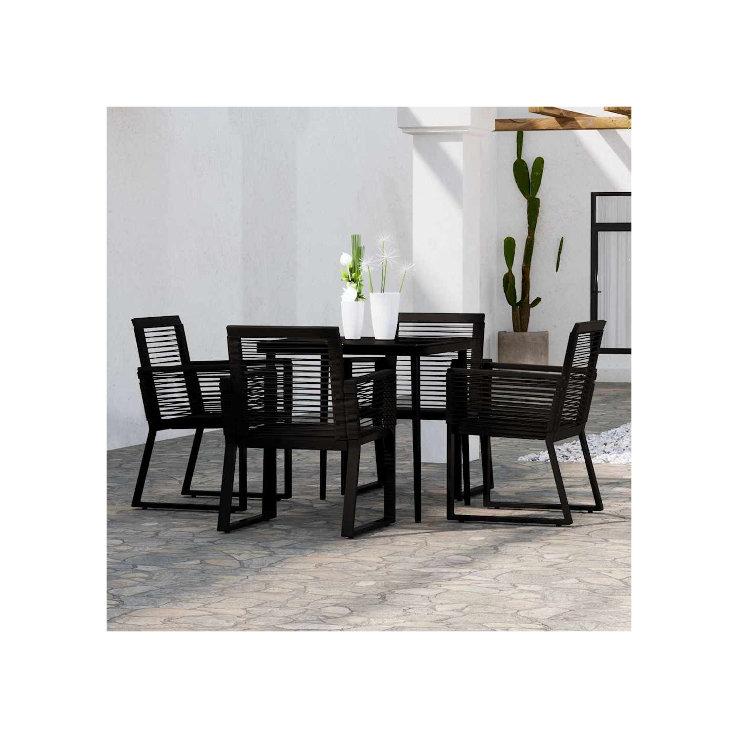 Ensemble à manger de jardin 5 pcs Noir