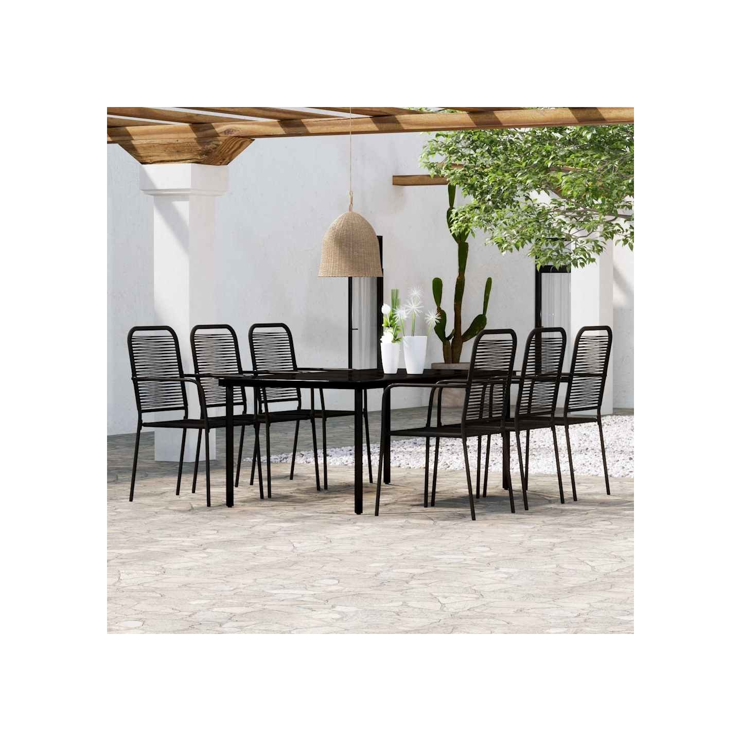 Ensemble à manger de jardin 7 pcs Noir