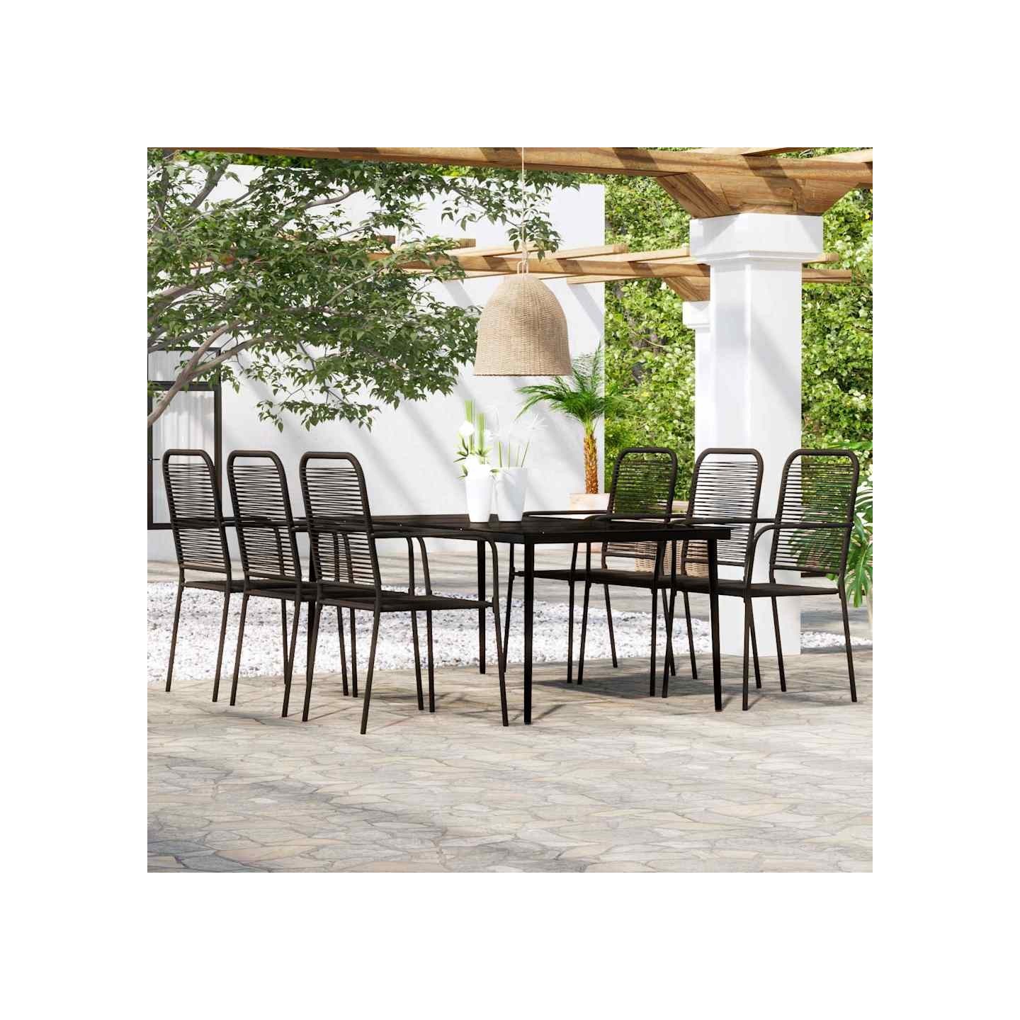 Ensemble à manger de jardin 7 pcs Noir