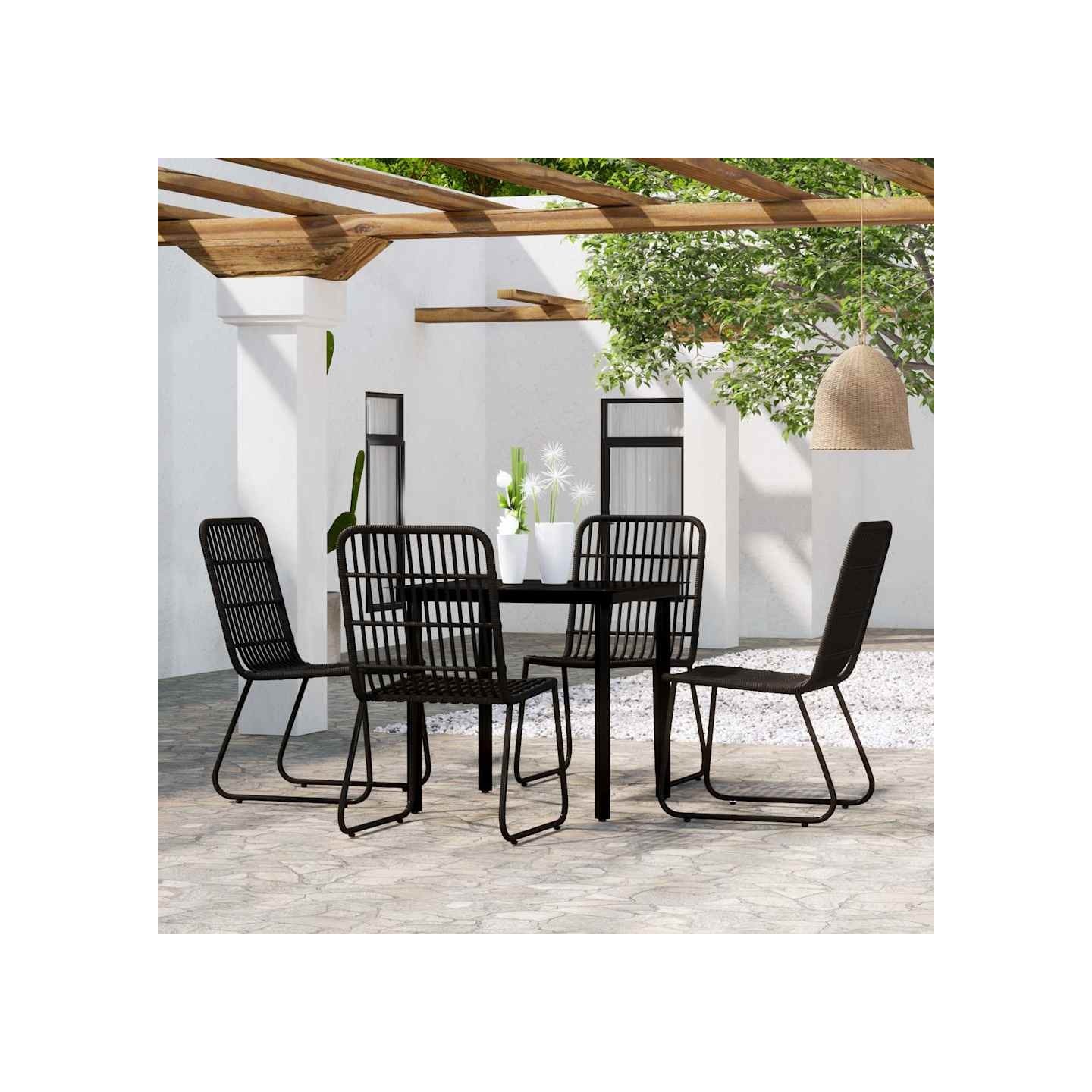 Ensemble à manger de jardin 5 pcs Noir