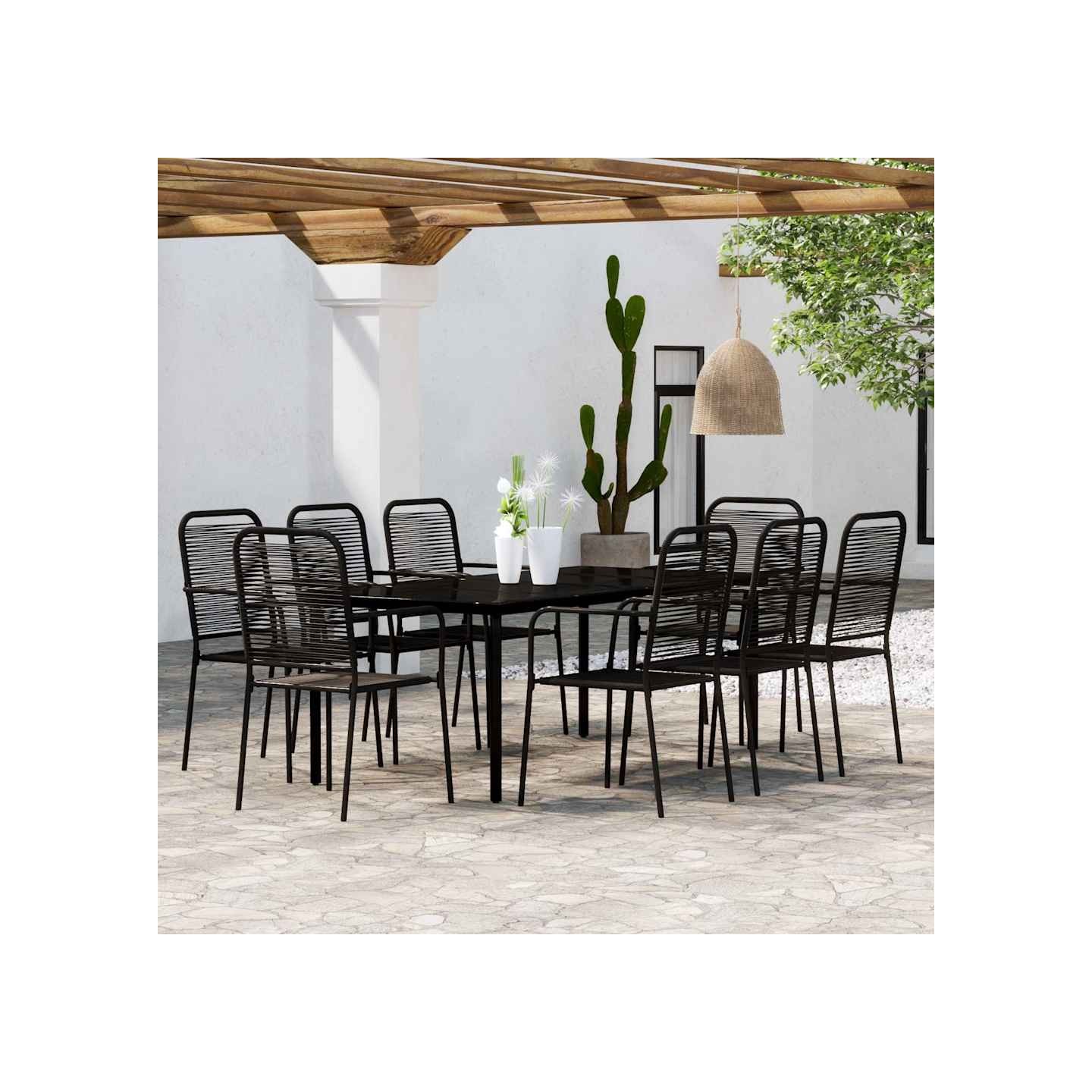 Ensemble à manger de jardin 9 pcs Noir