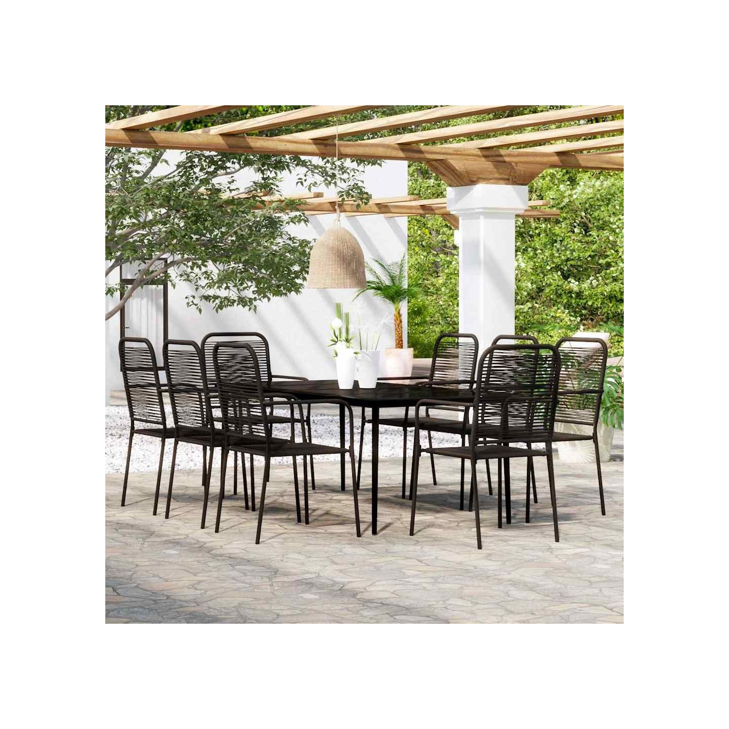 Ensemble à manger de jardin 9 pcs Noir