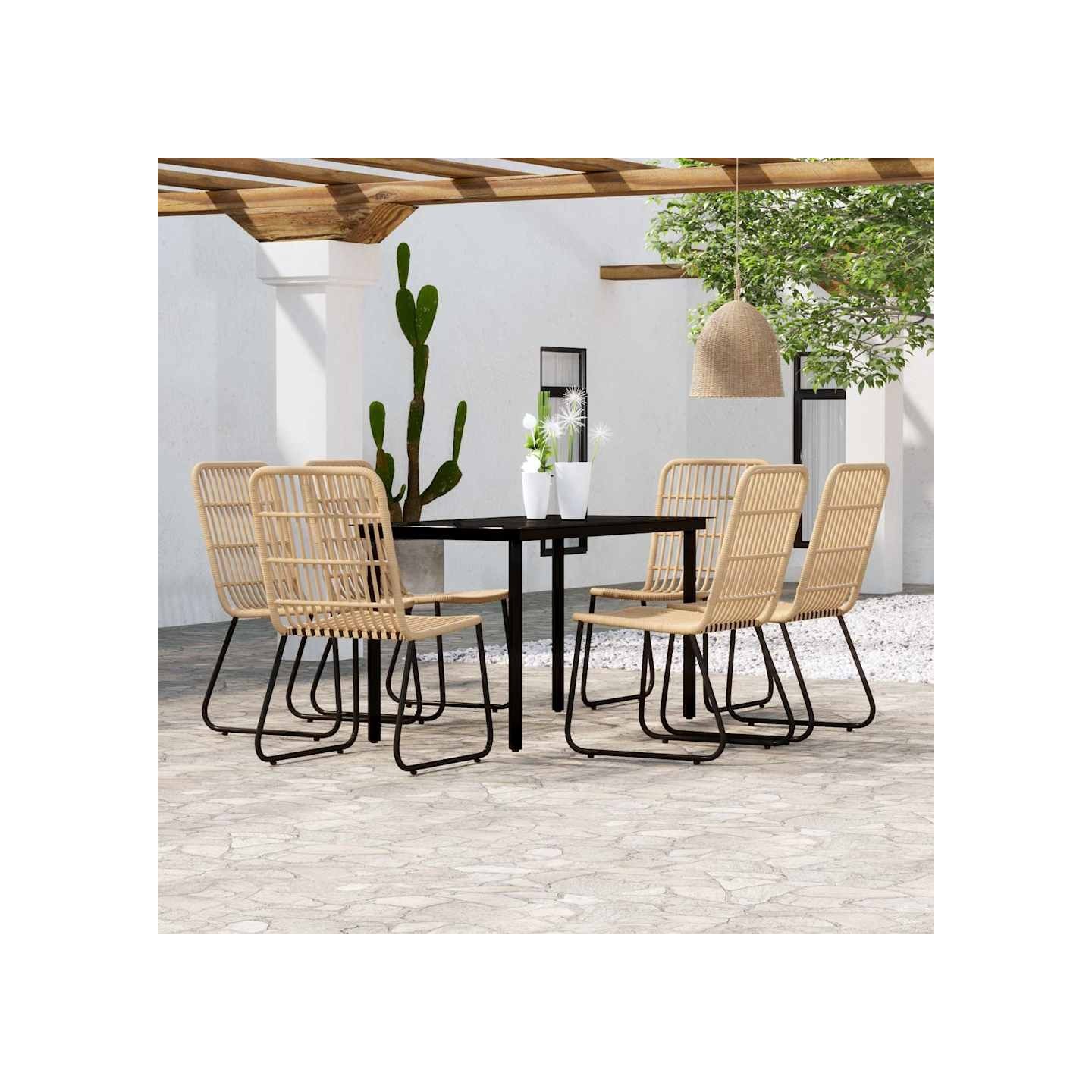 Ensemble à manger de jardin 7 pcs Chêne