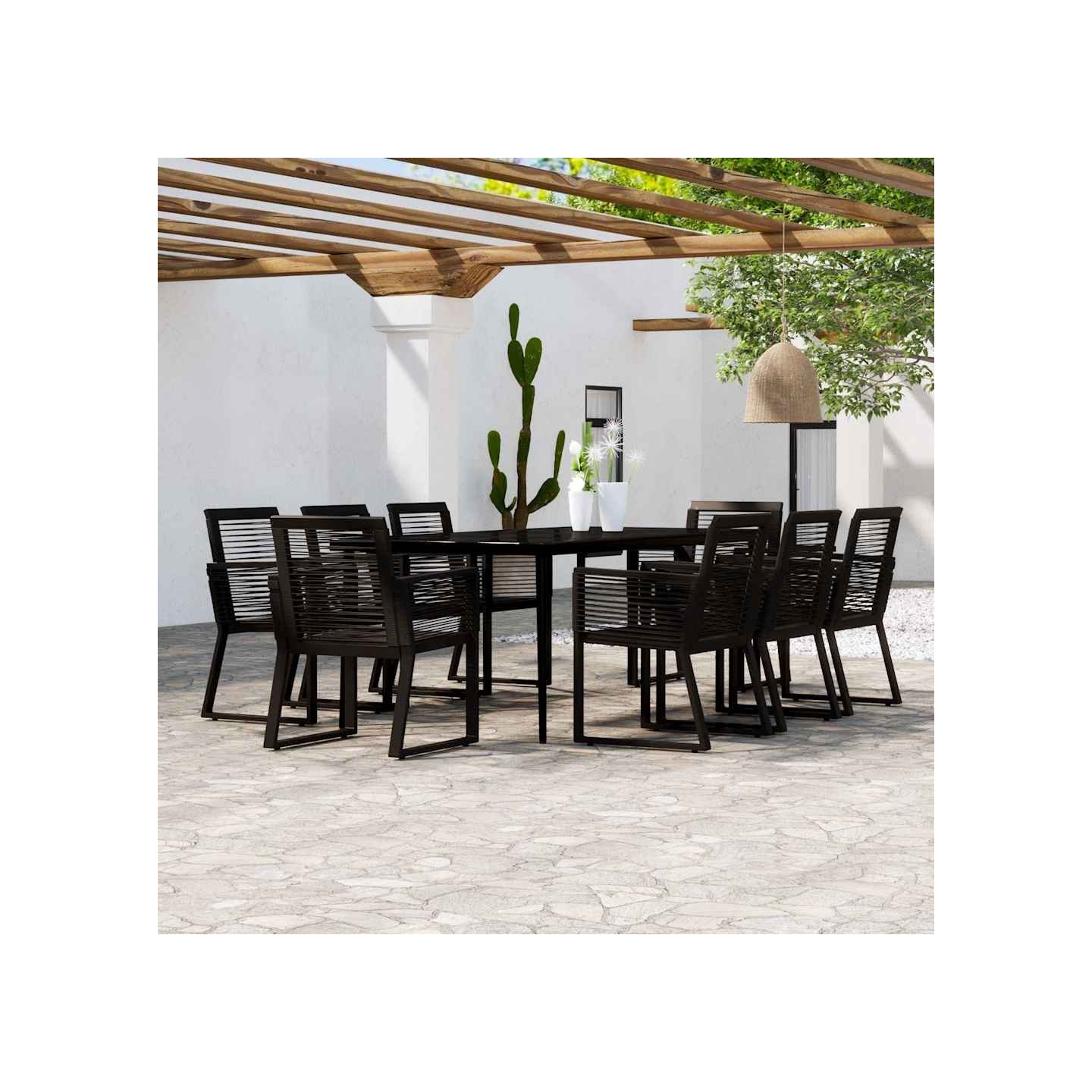 Ensemble à manger de jardin 9 pcs Noir