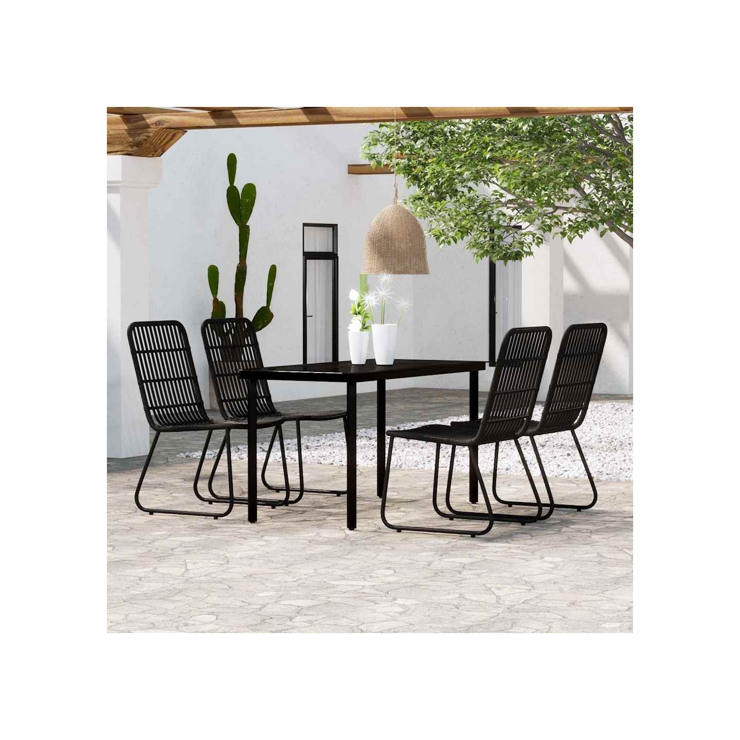 Ensemble à manger de jardin 5 pcs Noir