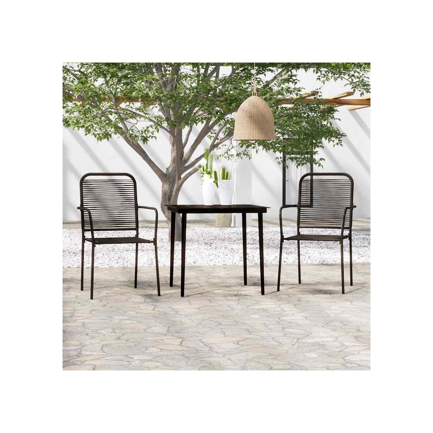 Ensemble à manger de jardin 3 pcs Noir