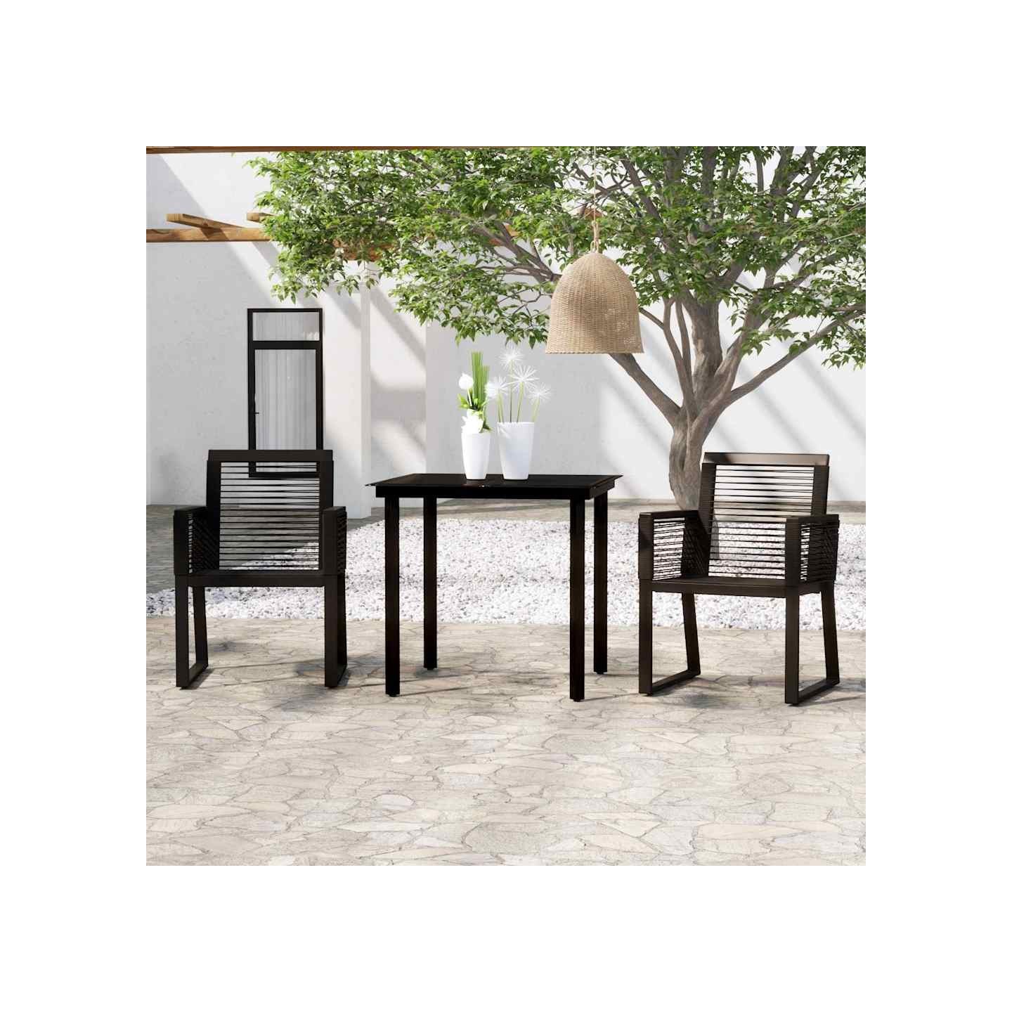 Ensemble à manger de jardin 3 pcs Noir