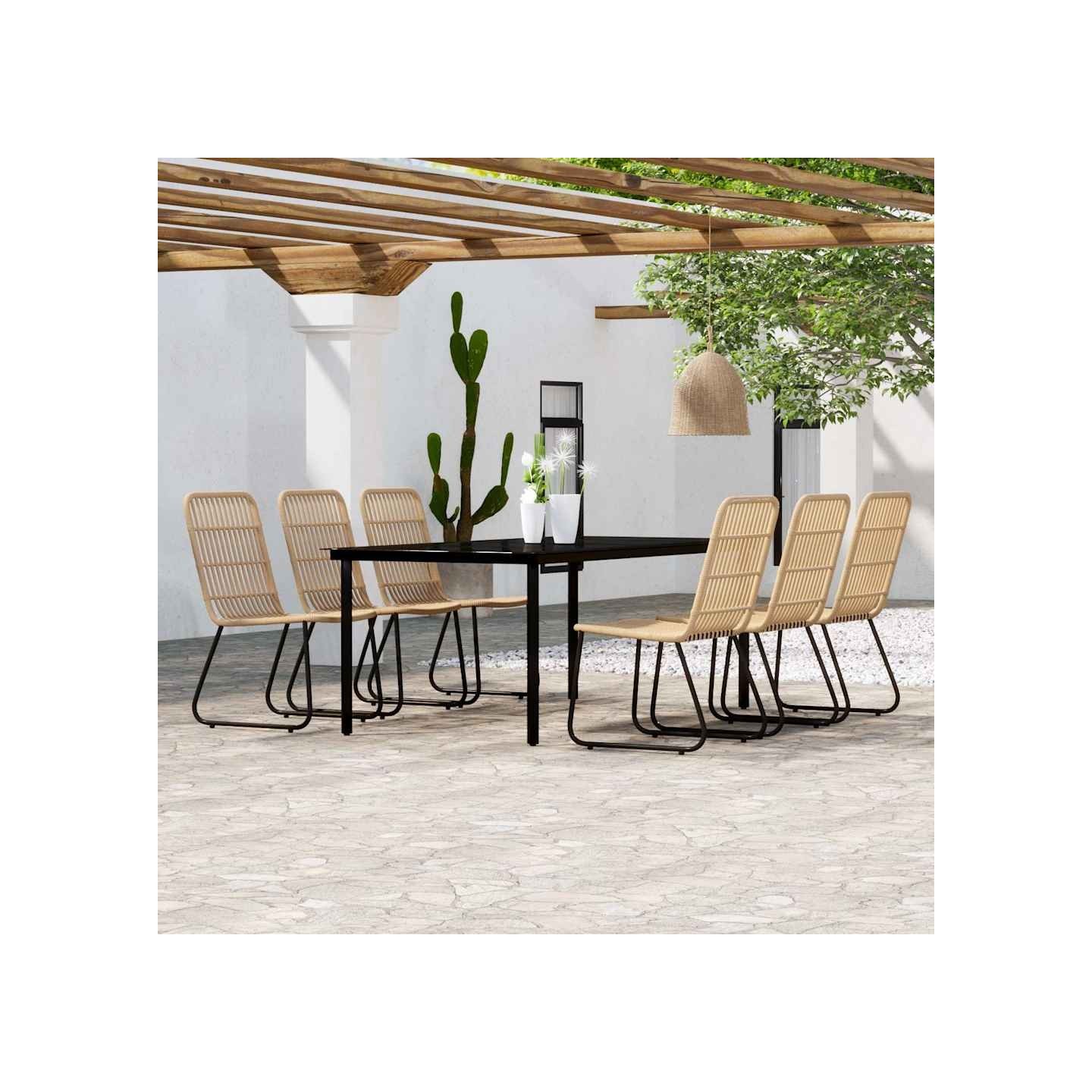 Ensemble à manger de jardin 7 pcs Chêne