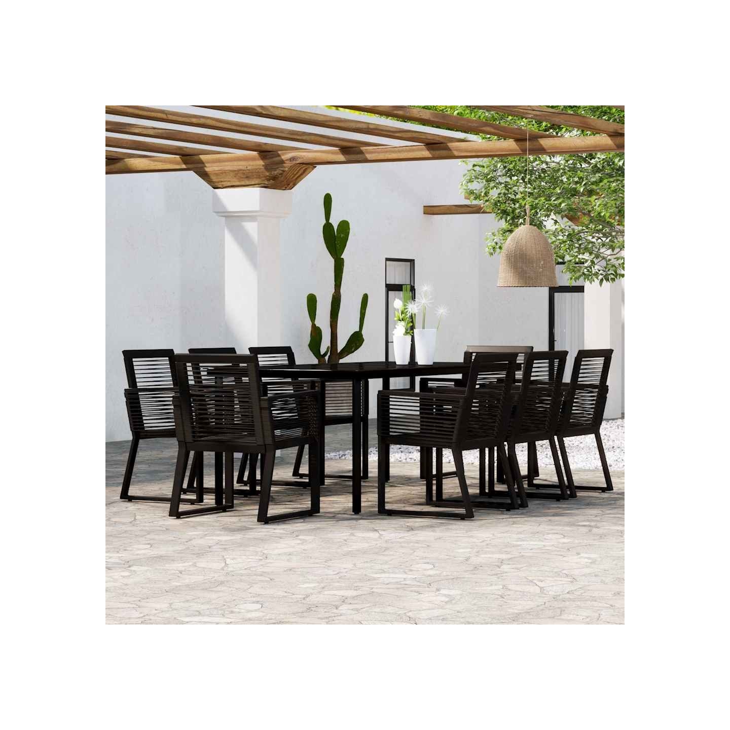 Ensemble à manger de jardin 9 pcs Noir