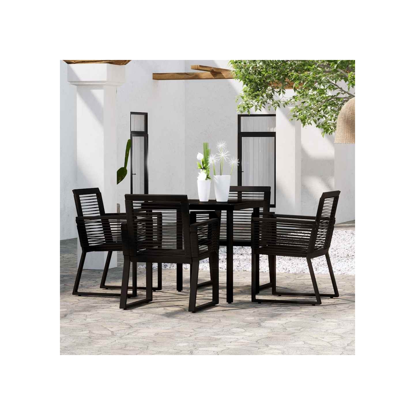 Ensemble à manger de jardin 5 pcs Noir