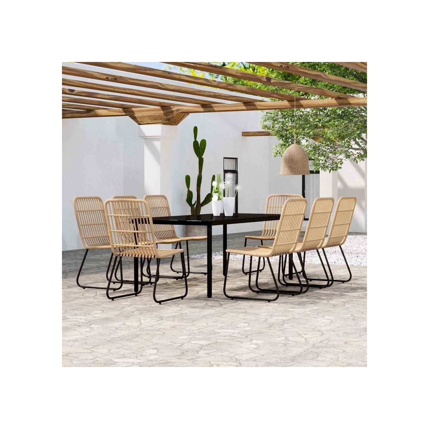 Ensemble à manger de jardin 9 pcs Chêne