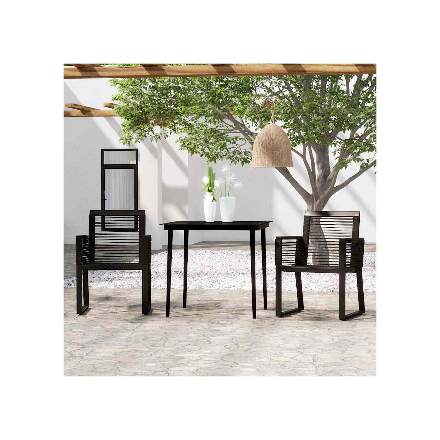 Ensemble à manger de jardin 3 pcs Noir