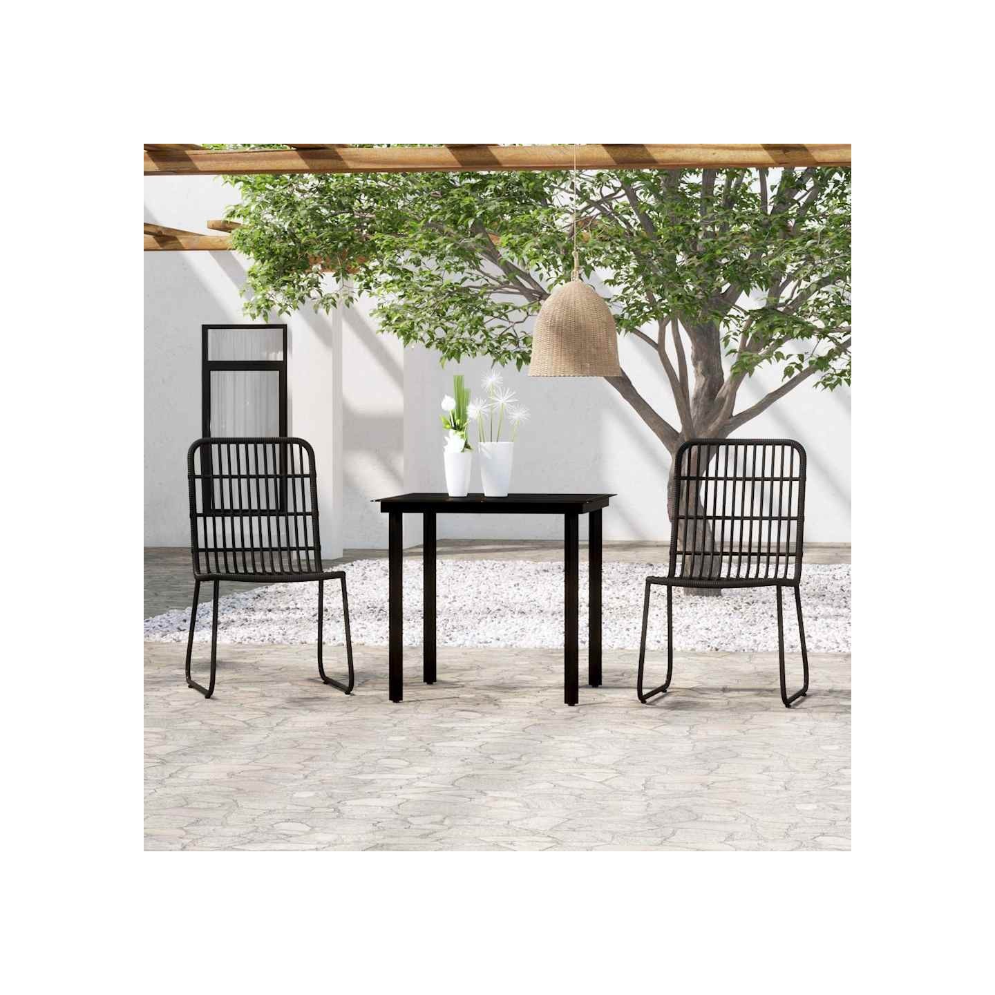 Ensemble à manger de jardin 3 pcs Noir