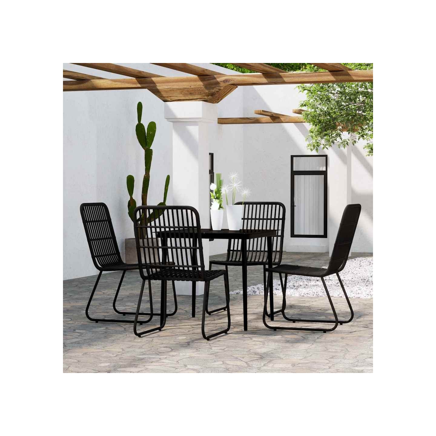 Ensemble à manger de jardin 5 pcs Noir