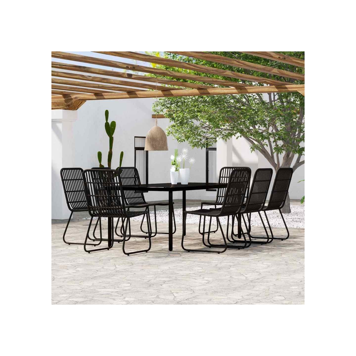 Ensemble à manger de jardin 9 pcs Noir