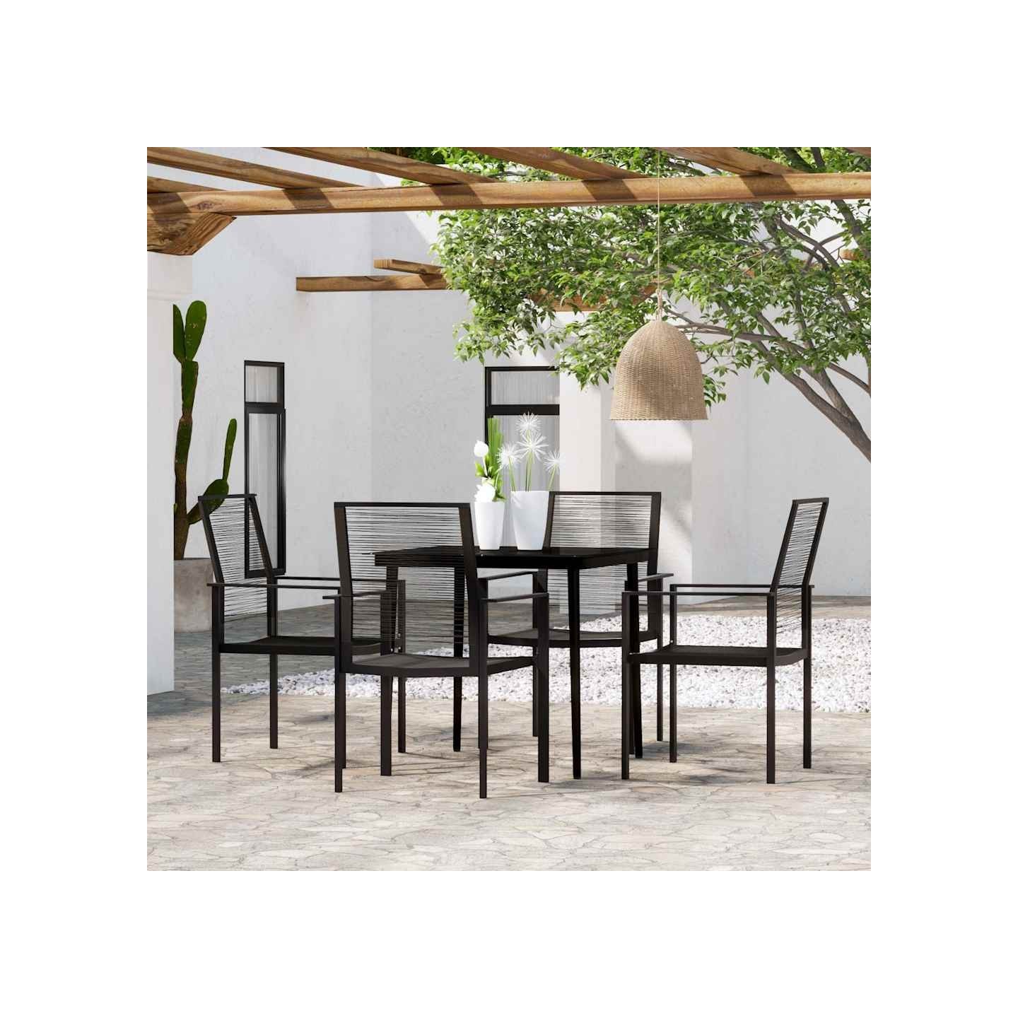 Ensemble à manger de jardin 5 pcs Noir
