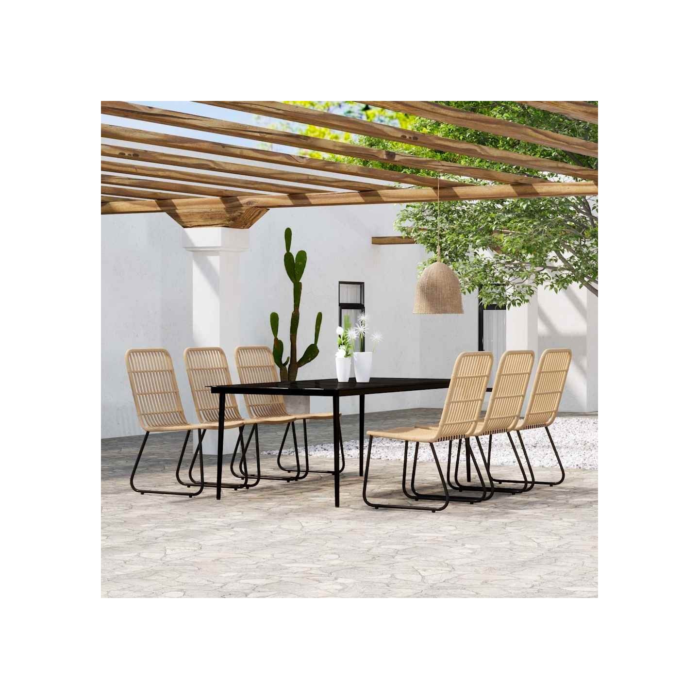 Ensemble à manger de jardin 7 pcs Chêne