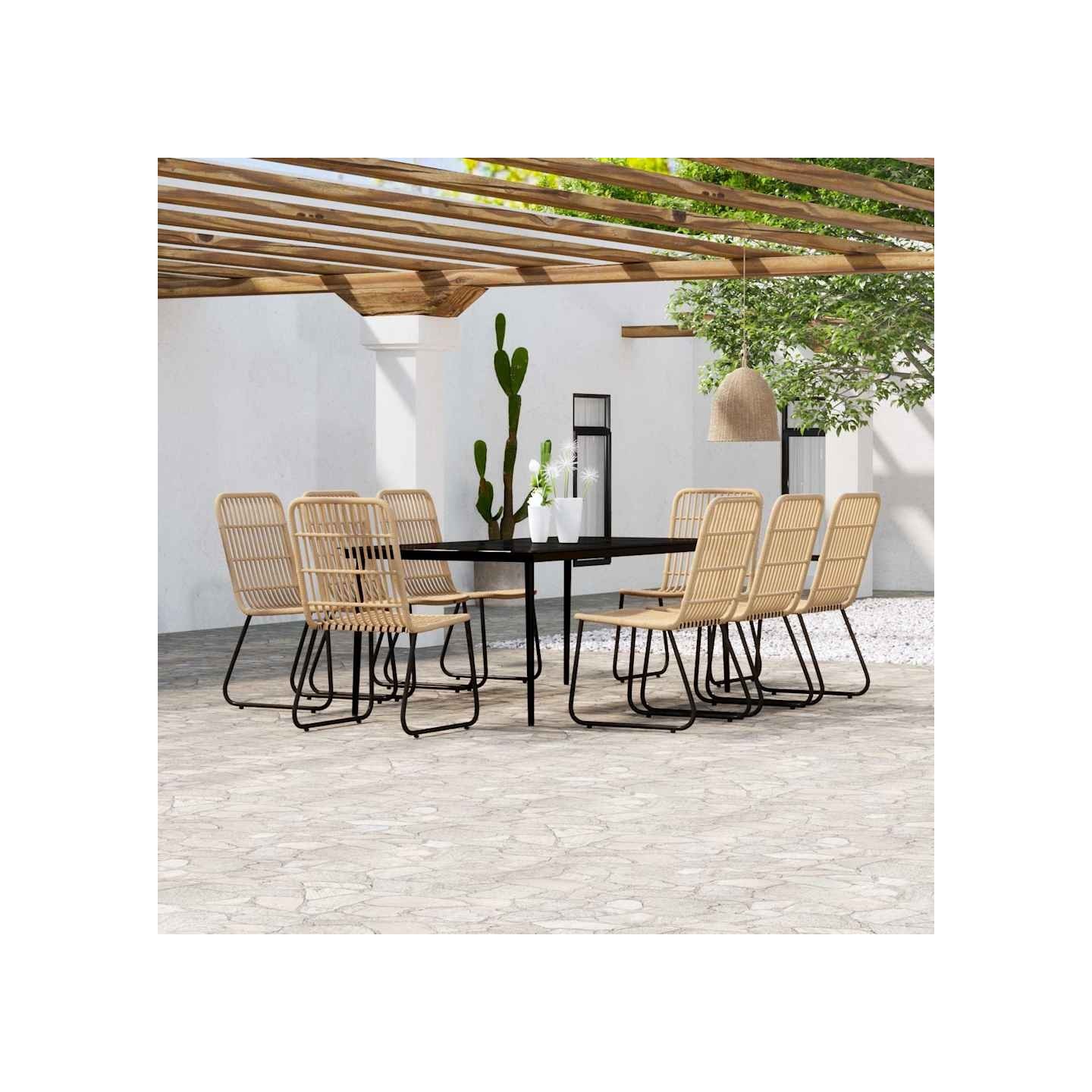 Ensemble à manger de jardin 9 pcs Chêne