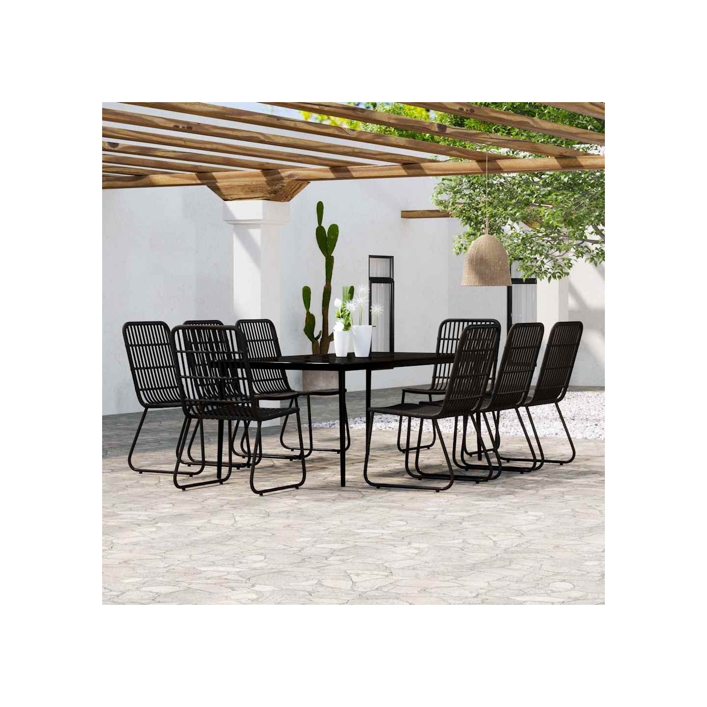 Ensemble à manger de jardin 9 pcs Noir