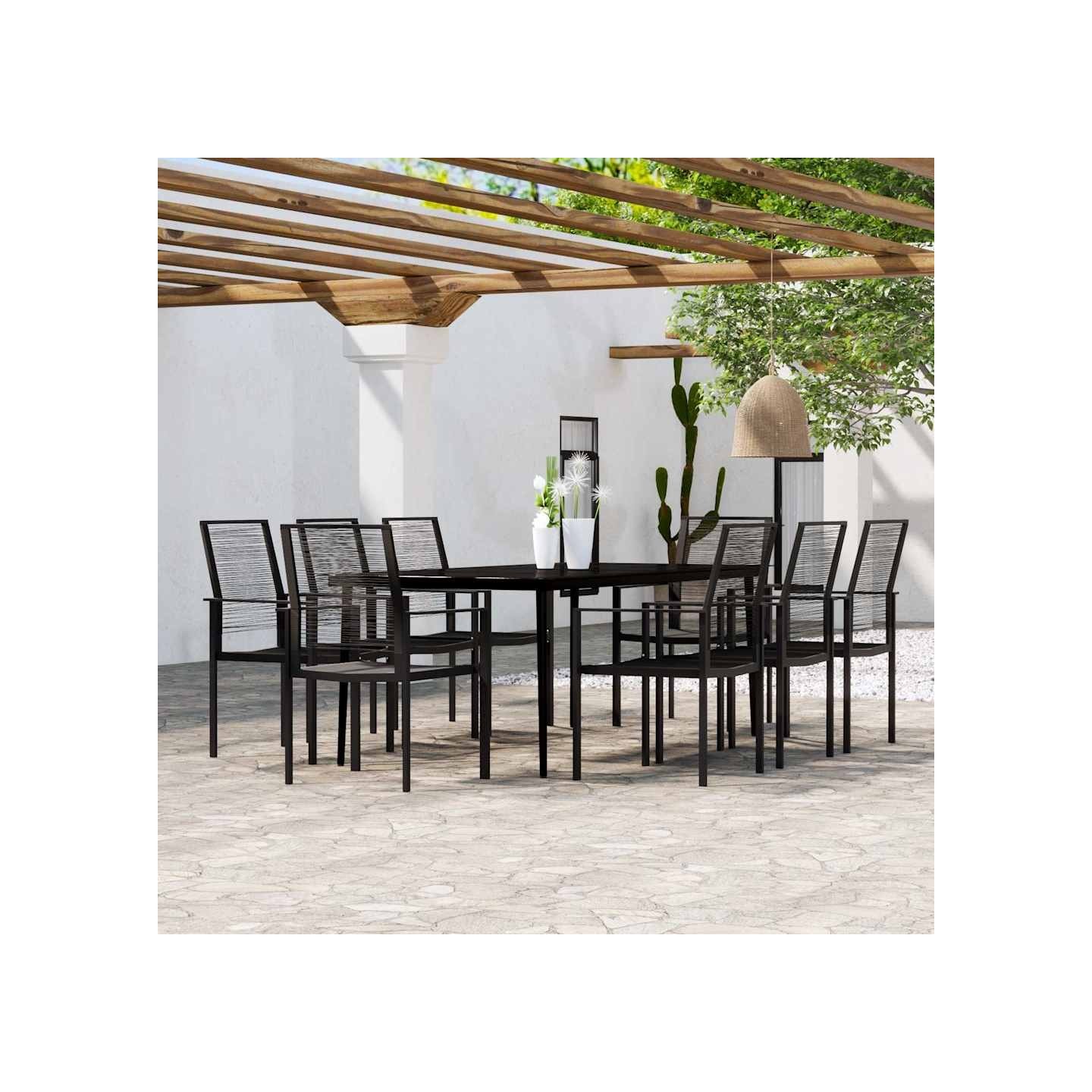 Ensemble à manger de jardin 9 pcs Noir