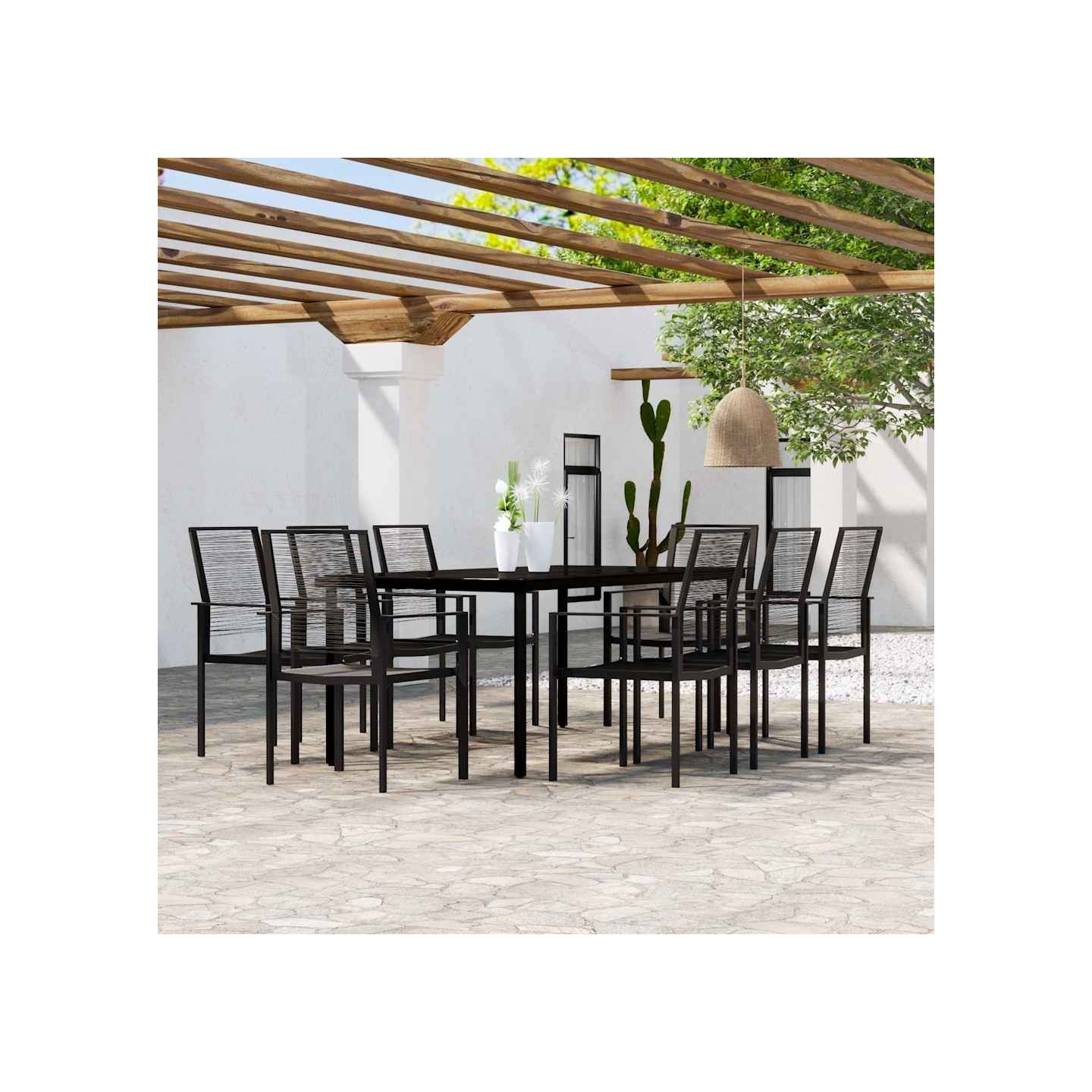Ensemble à manger de jardin 9 pcs Noir