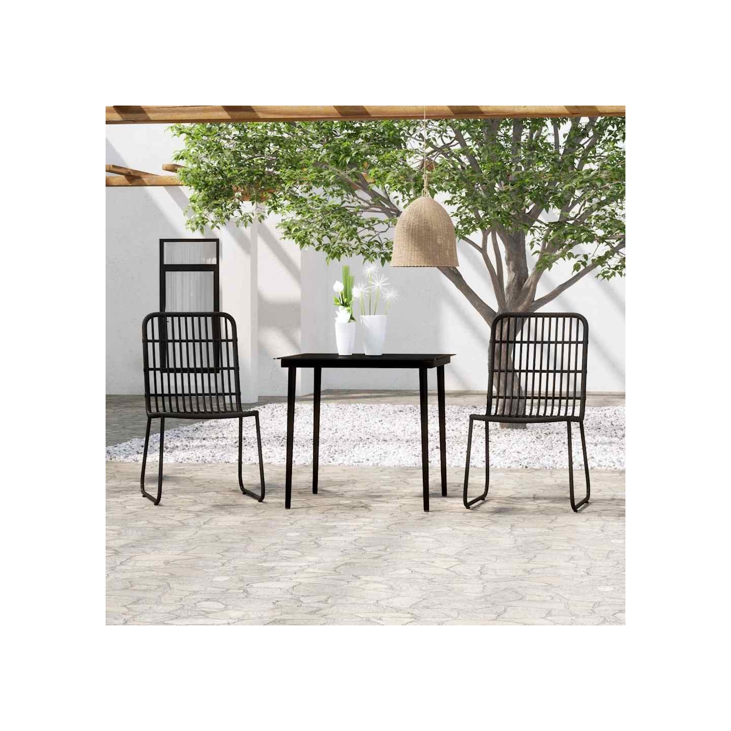 Ensemble à manger de jardin 3 pcs Noir