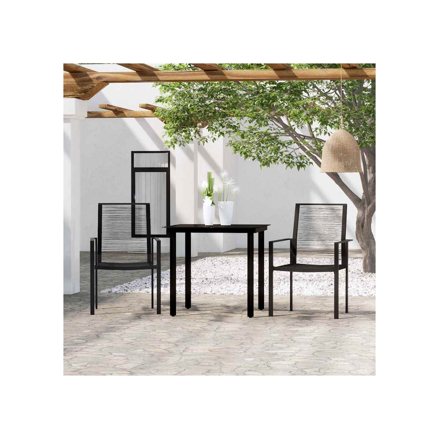 Ensemble à manger de jardin 3 pcs Noir