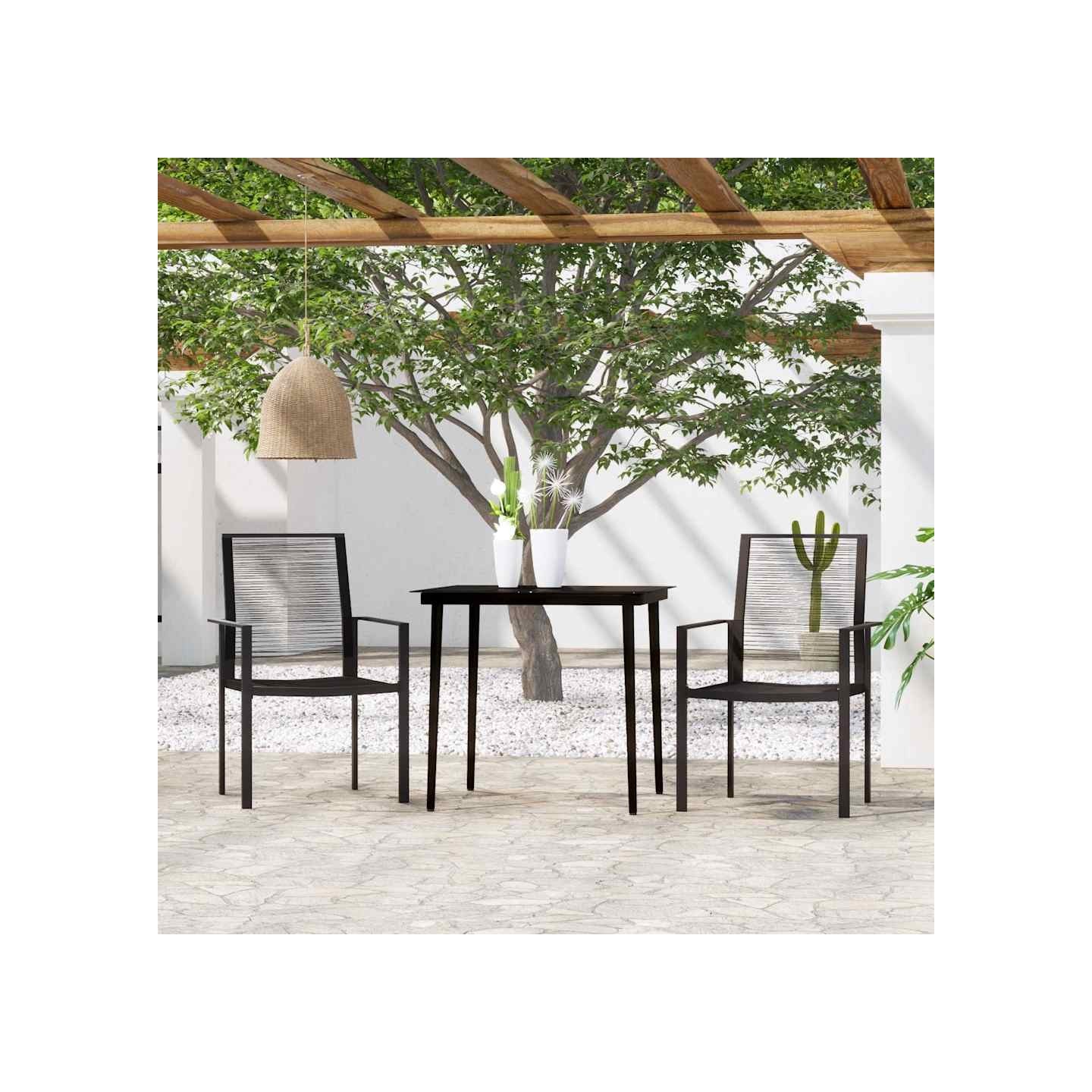 Ensemble à manger de jardin 3 pcs Noir