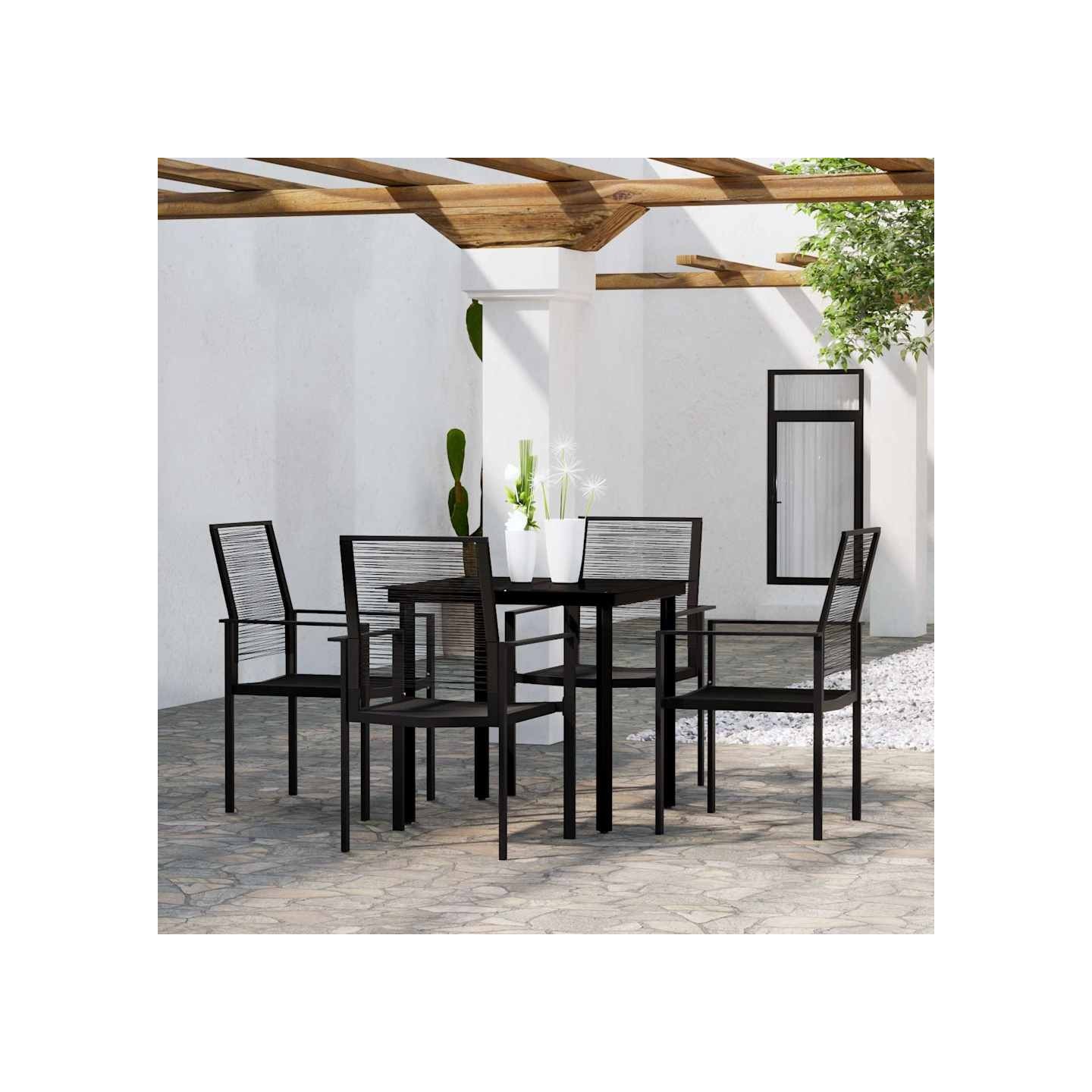 Ensemble à manger de jardin 5 pcs Noir