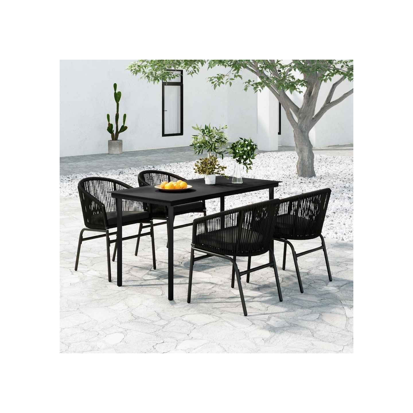 Ensemble à manger de jardin 5 pcs Noir