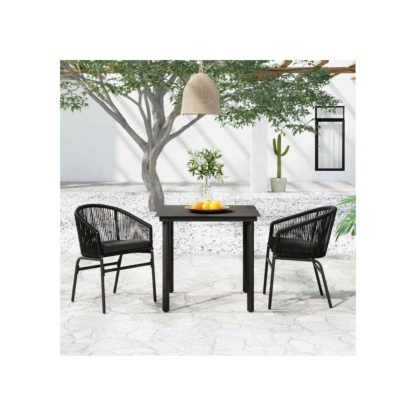 Ensemble à manger de jardin 3 pcs Noir