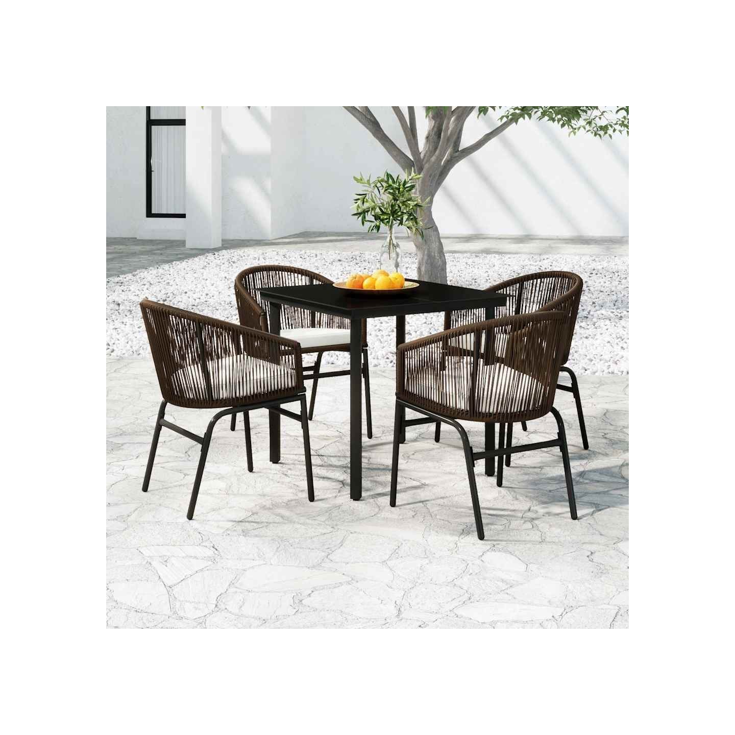 Ensemble à manger de jardin 5 pcs Marron