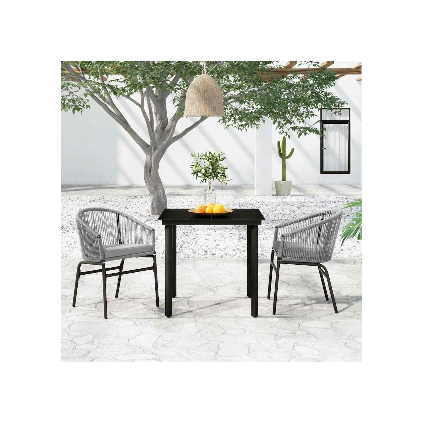 Ensemble à manger de jardin 3 pcs Gris