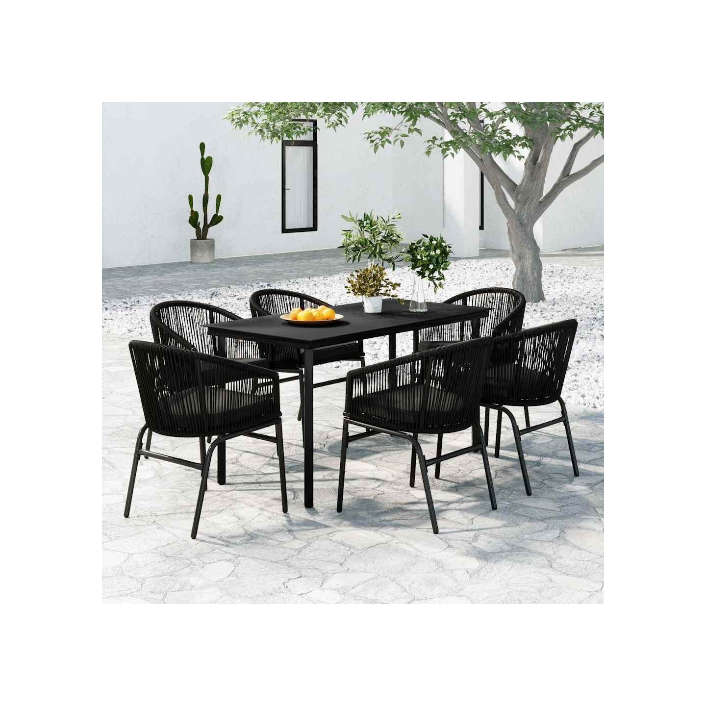 Ensemble à manger de jardin 7 pcs Noir