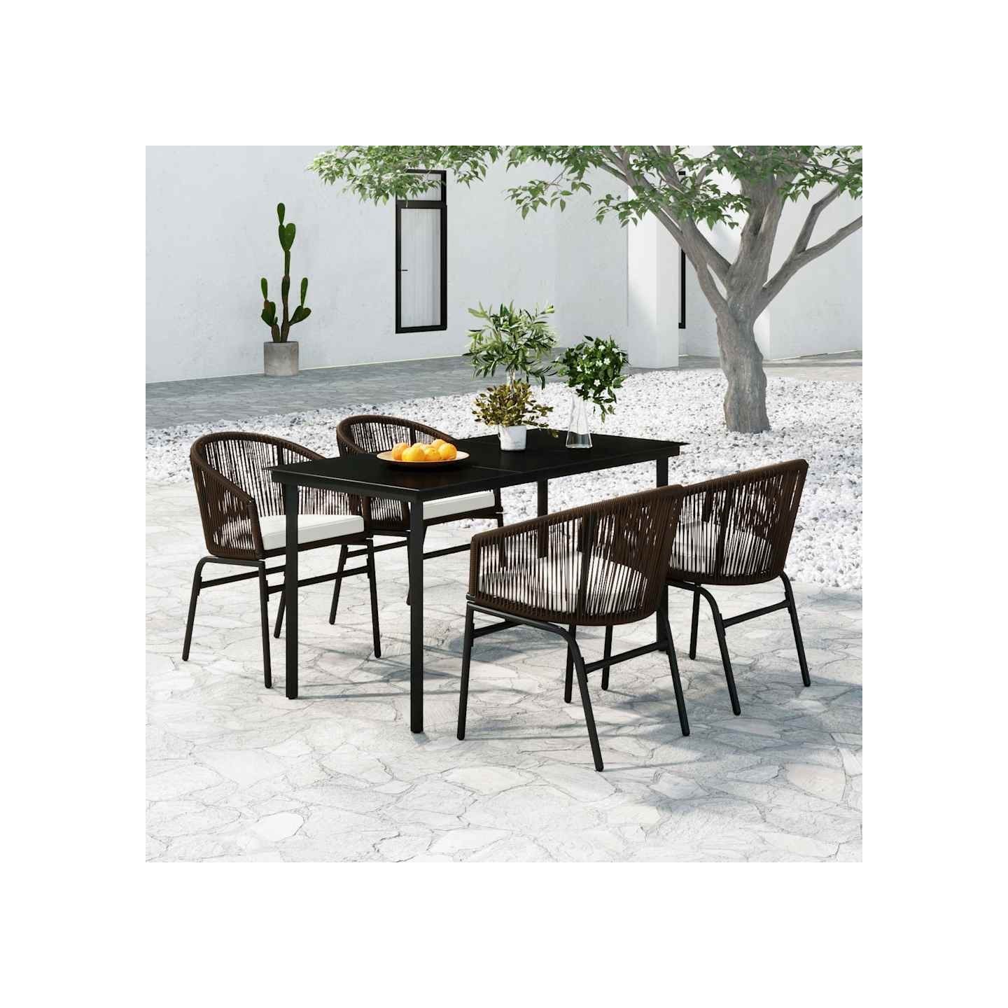 Ensemble à manger de jardin 5 pcs Marron