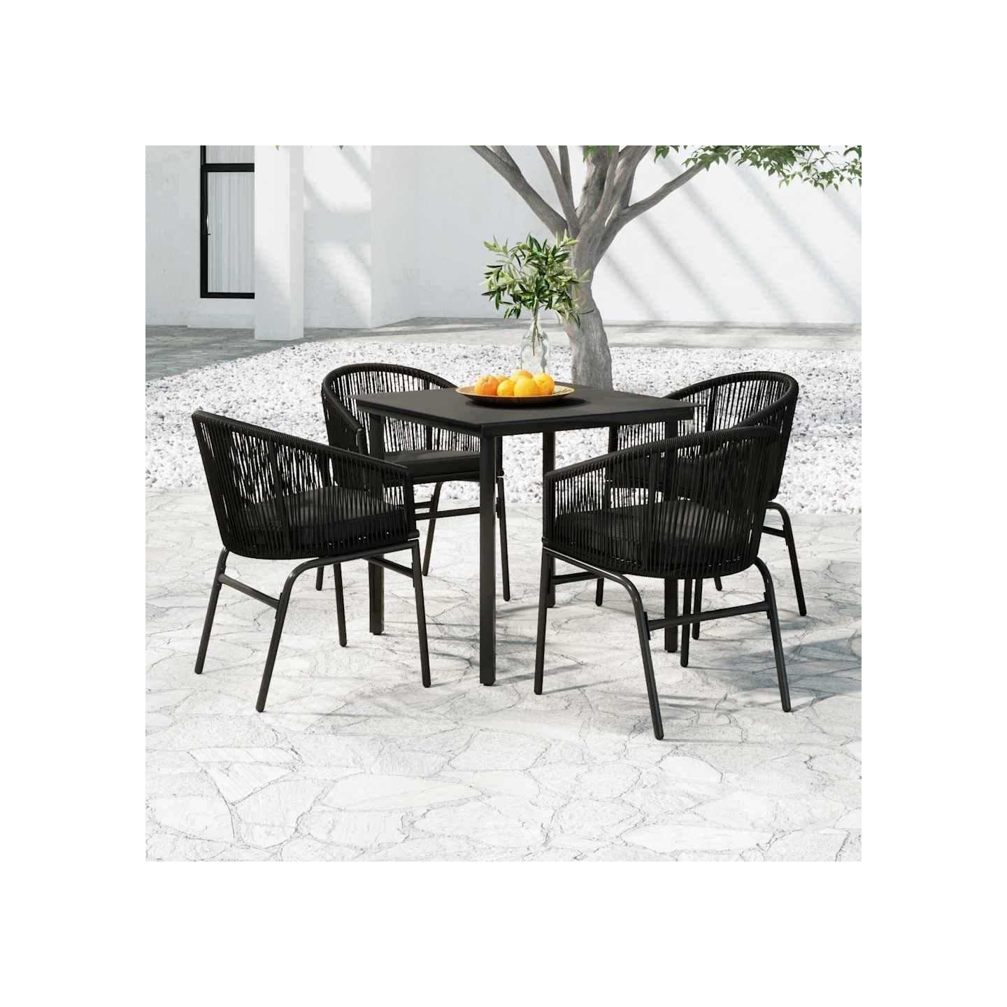 Ensemble à manger de jardin 5 pcs Noir
