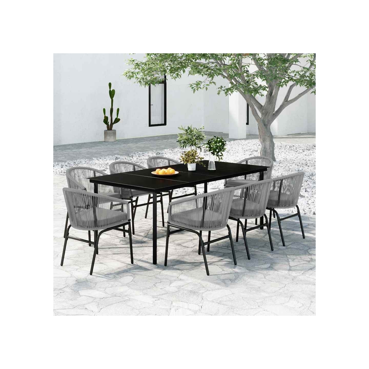 Ensemble à manger de jardin 9 pcs Gris